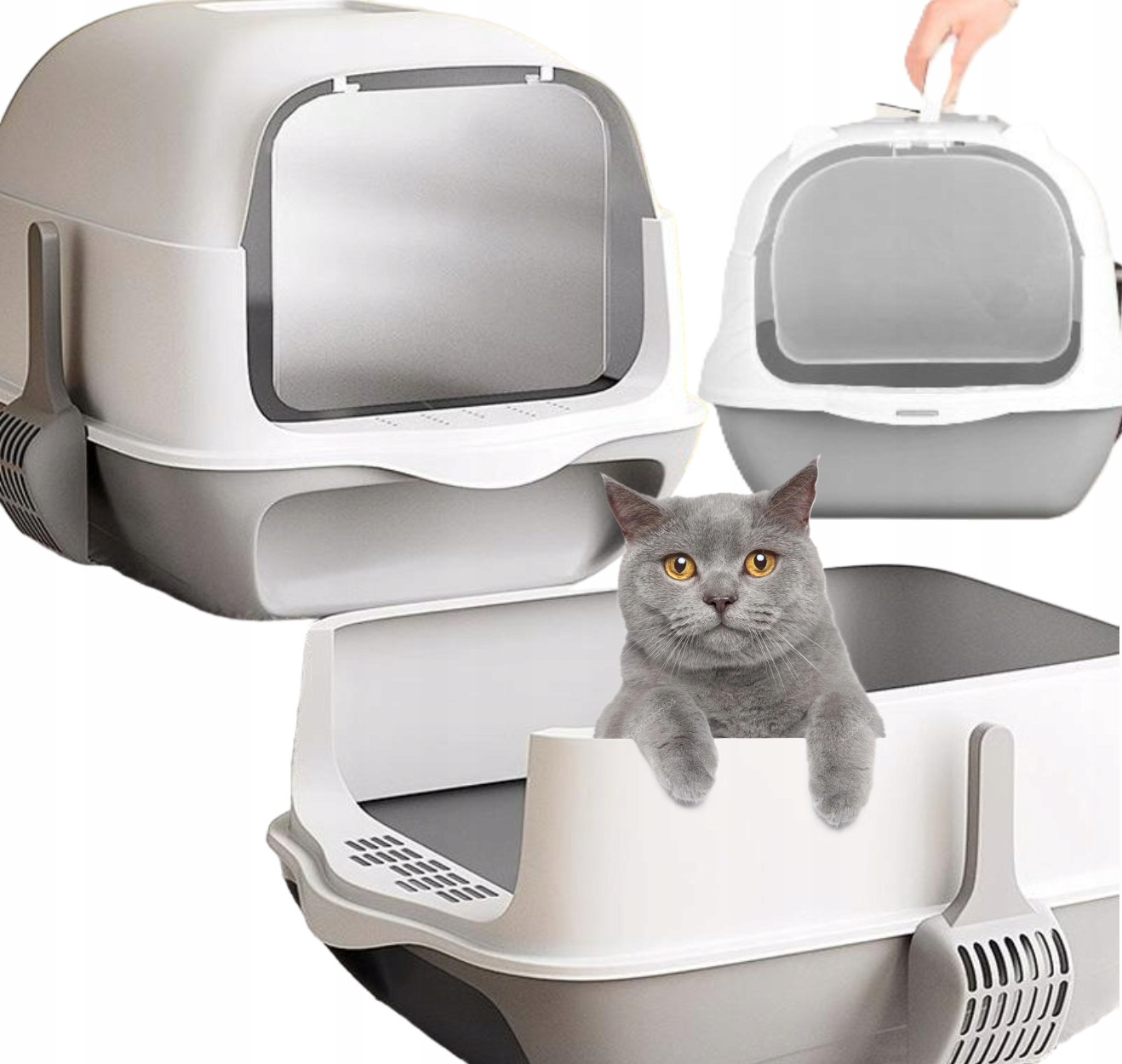 Toaleta Pro Kočky Velká S Filtrem Lopatka Na Stelivo Zabudovaná Odolná