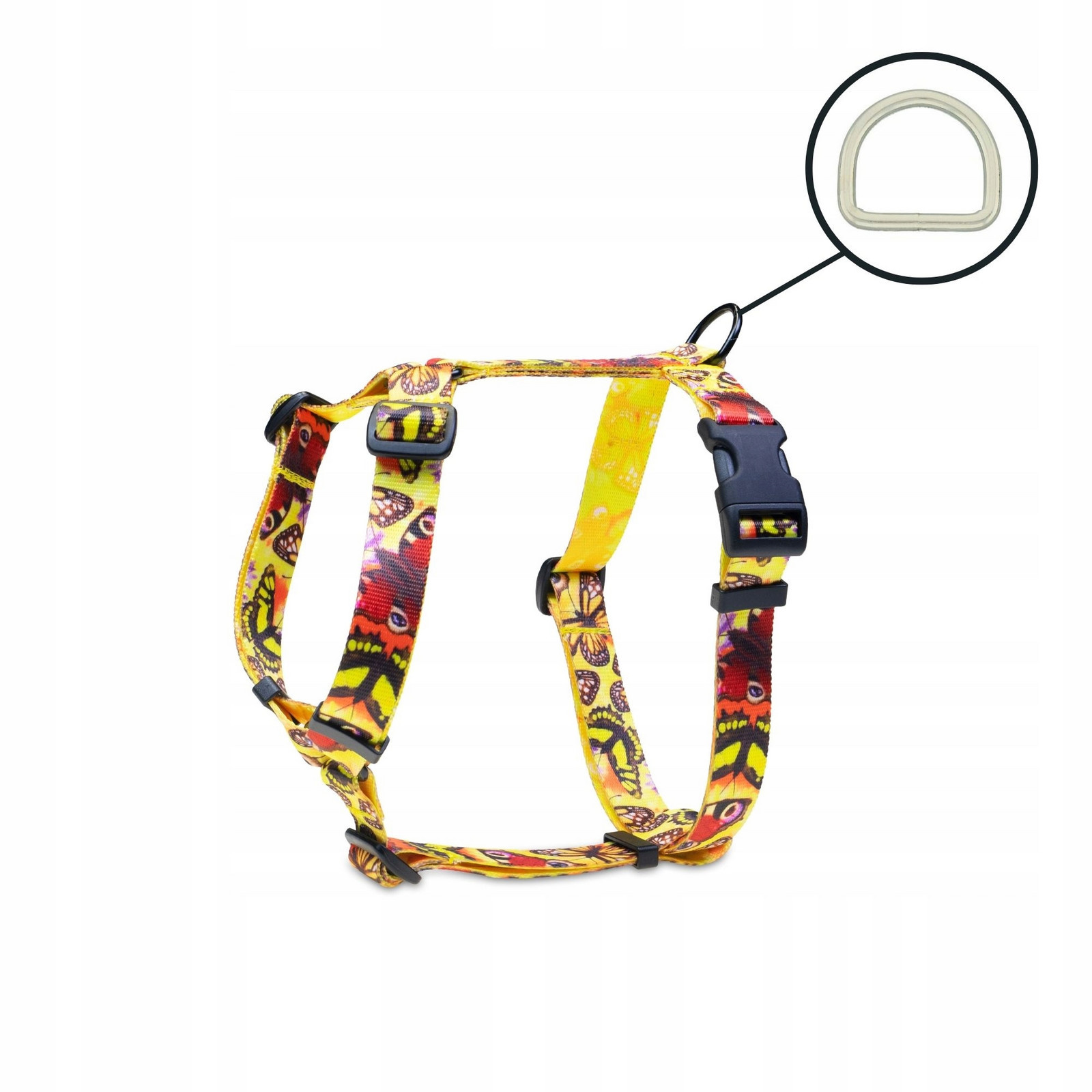 Postroj guard vycházkový pro malého psa barevné vzory žlutý motýli S