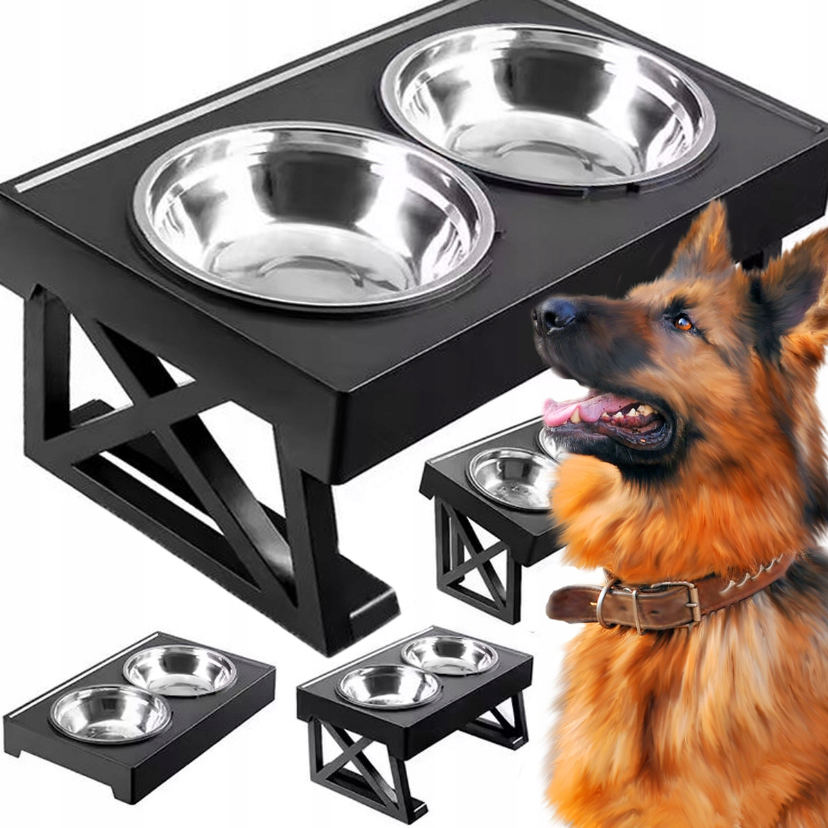 Misky Pro Psa Na Stojanu Dvojitá Miska Nastavitelná Velkého Psa 44cm 2X1L