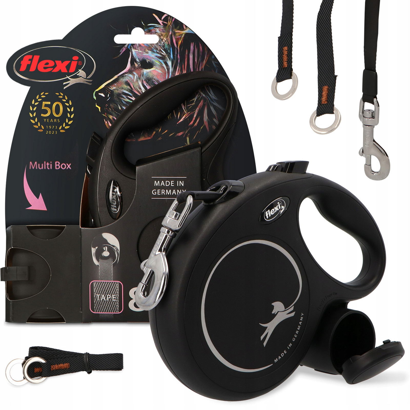 Vodítko Psa Automatické 8m Páska Nádoba sáčky na psí exkrementy Multi Box