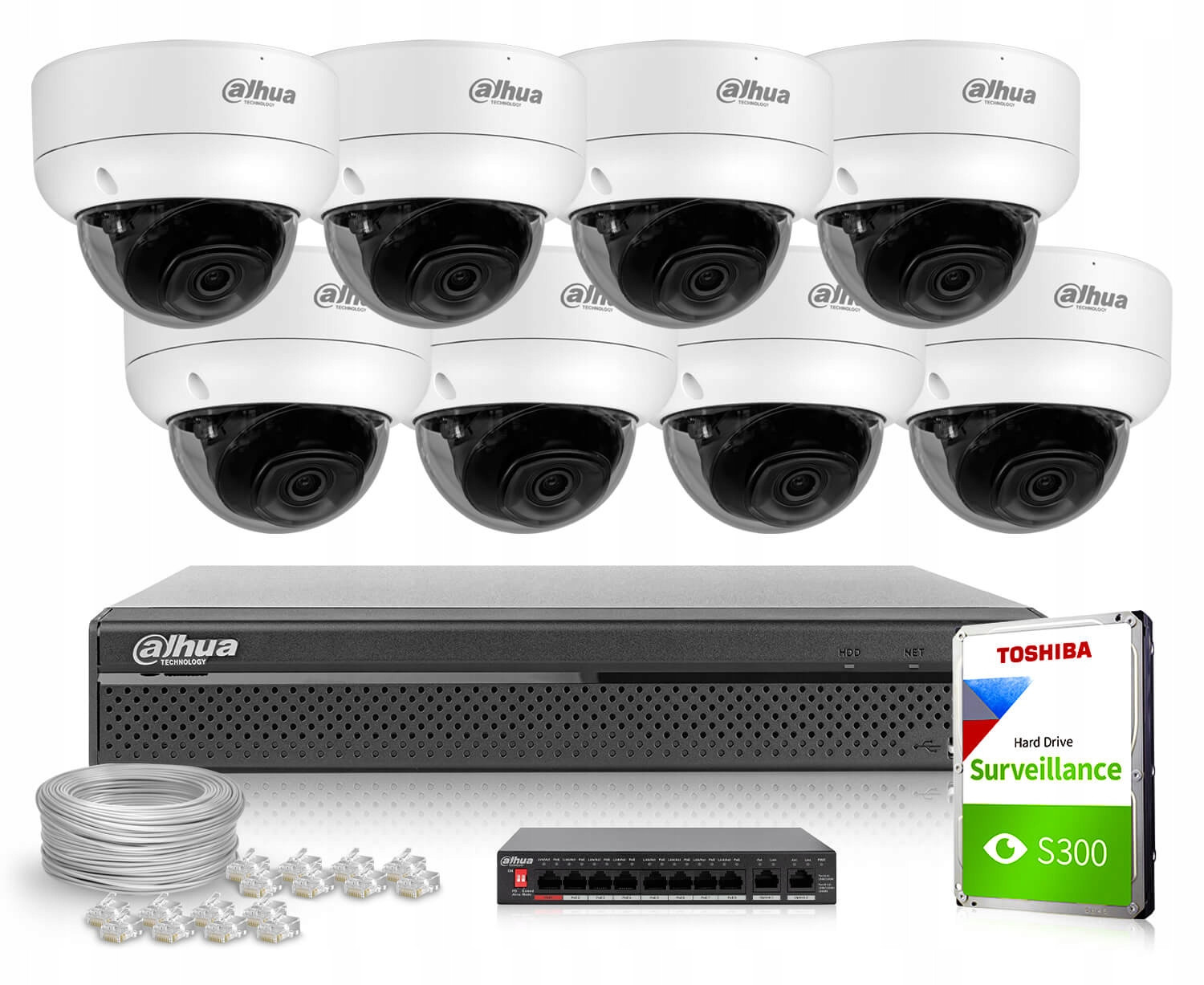 Monitorovací sada 8x IPC-HDBW3842E-AS-0280B, 1x NVR2108HS-4KS3 Dahua