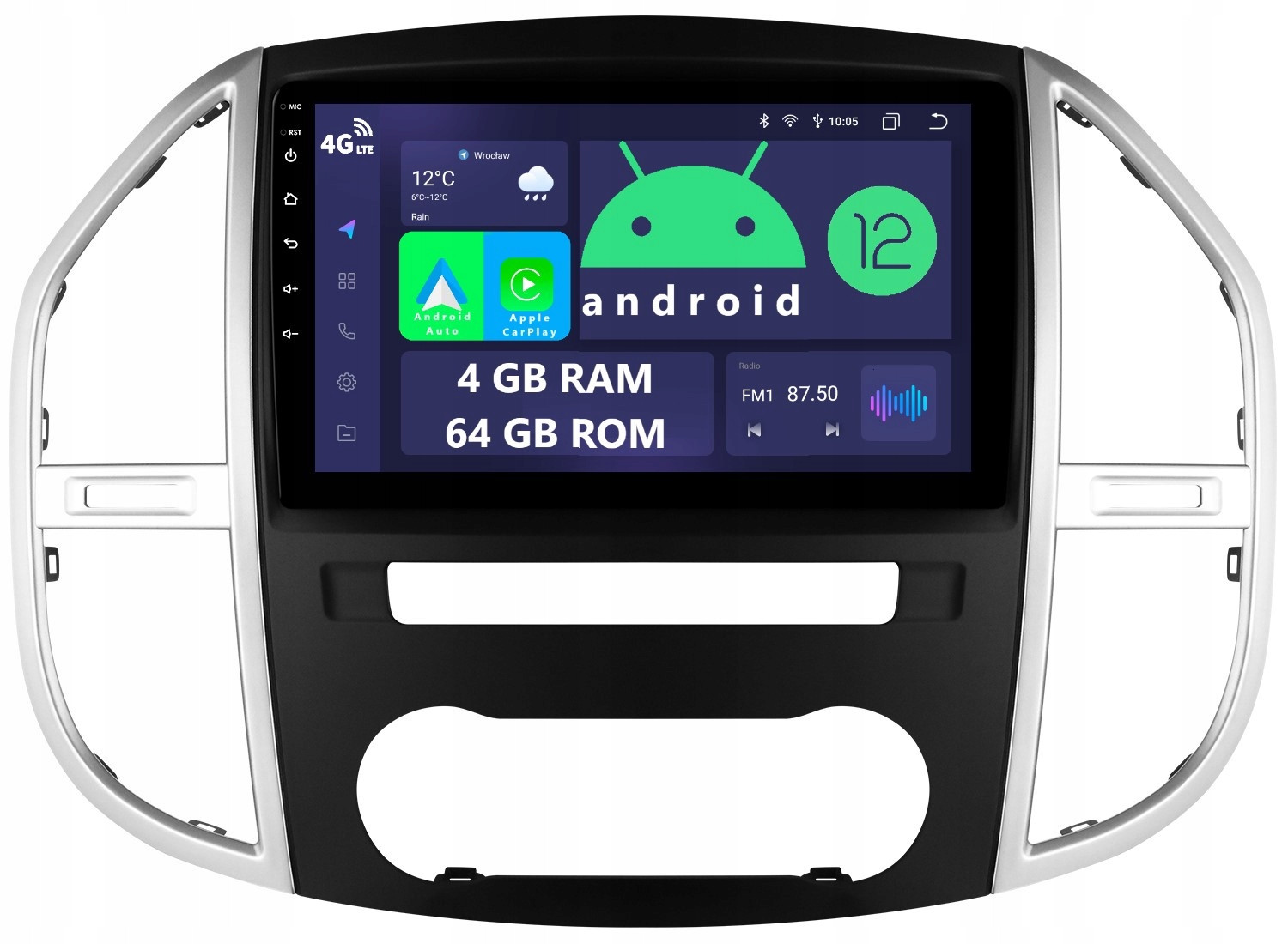 Rádio Navigace Android Mercedes Benz Vito W447 4/64 Gb Dsp Carplay Lte