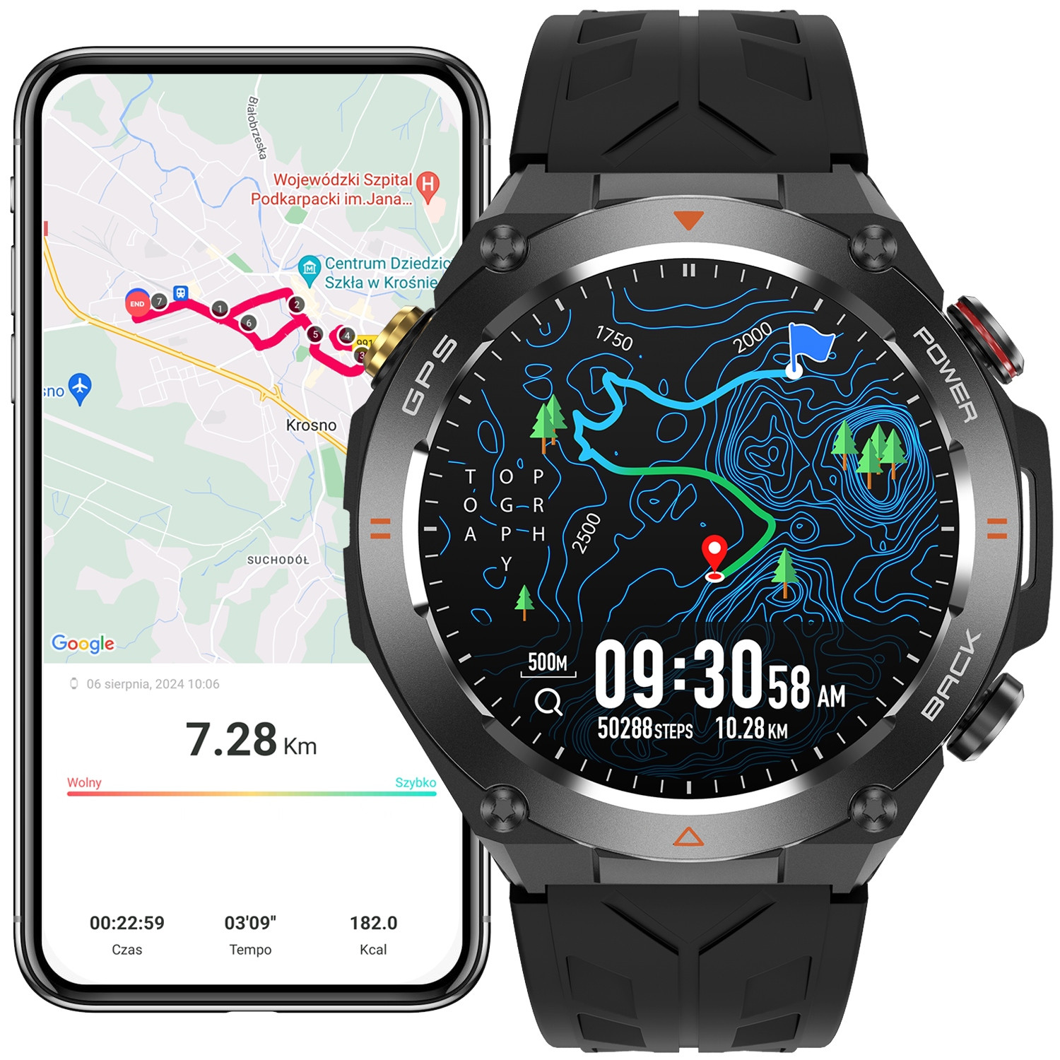 Chytré Hodinky Pánské Gps Menu Pl Voděodolné Sport Smart Watch Hovory Puls Bp