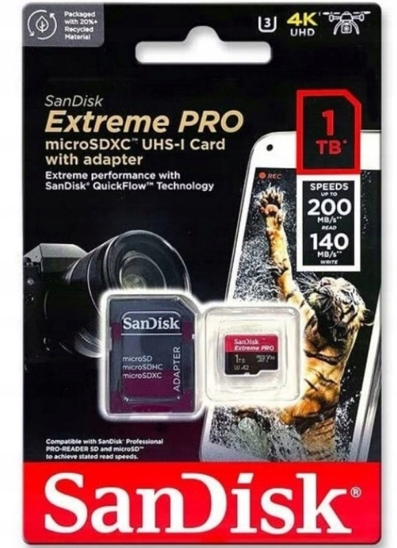 Paměťová Karta Sandisk Microsdxc Extreme Pro 1TB 200MB/S Nová Orig