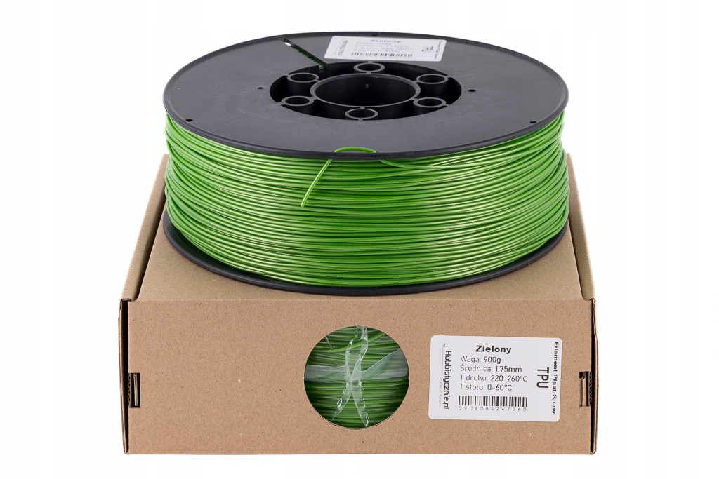 Filament PlastSpaw Tpu Zelená Flex Green 0,9kg 1,75mm Gumový filament