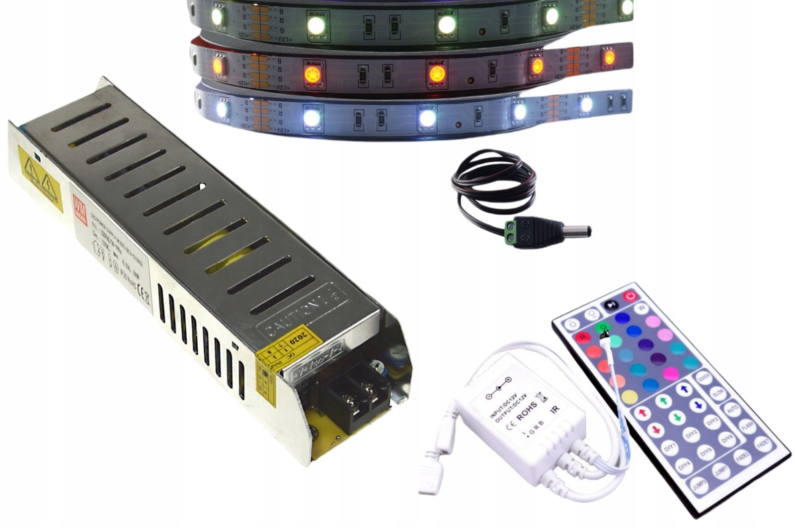 Set Led pásek Smd Rgb 5050 ovladač dálkový ovladač 15m