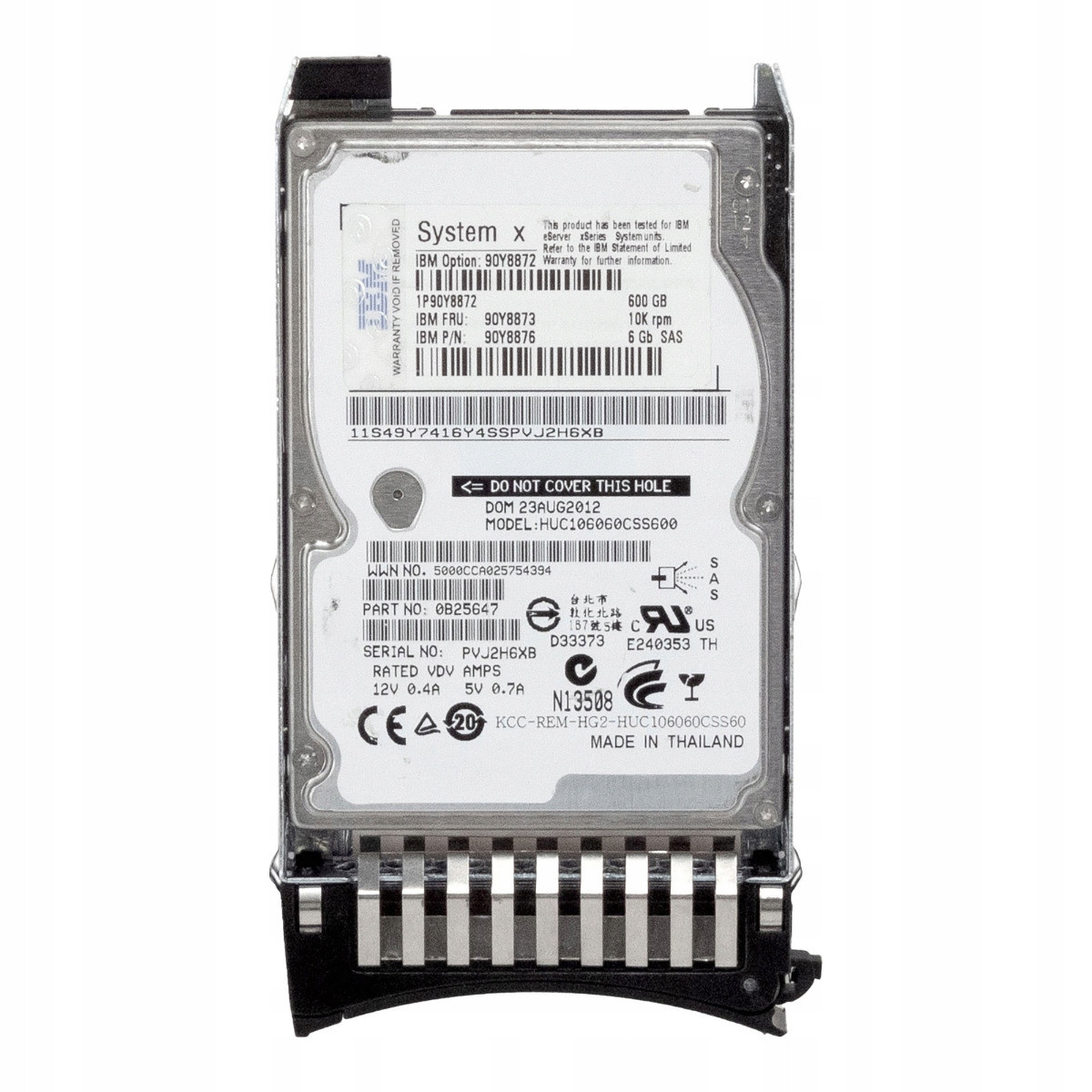 Ibm 90Y8873 90Y8876 600GB 10K 64MB SAS-2 2,5'' HUC106060CSS600
