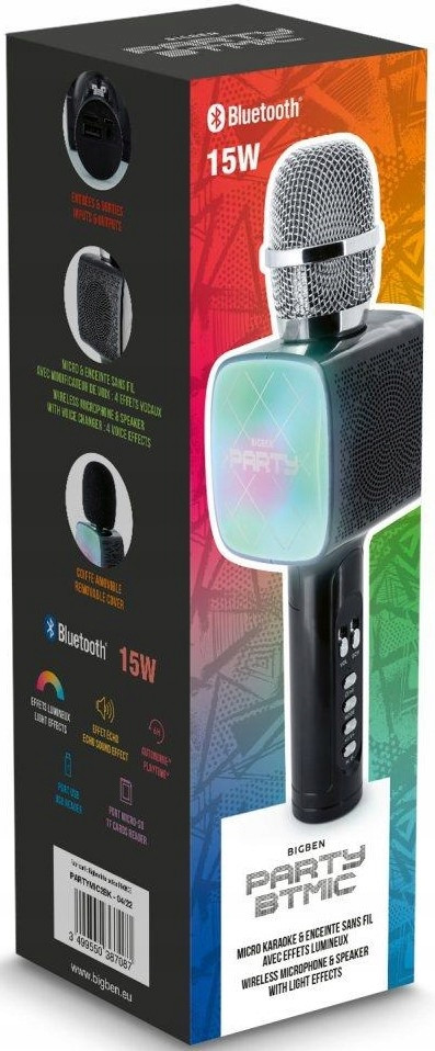 Mikrofon pro Karaoke Bluetooth Podsvícení 15W Černý Big Ben