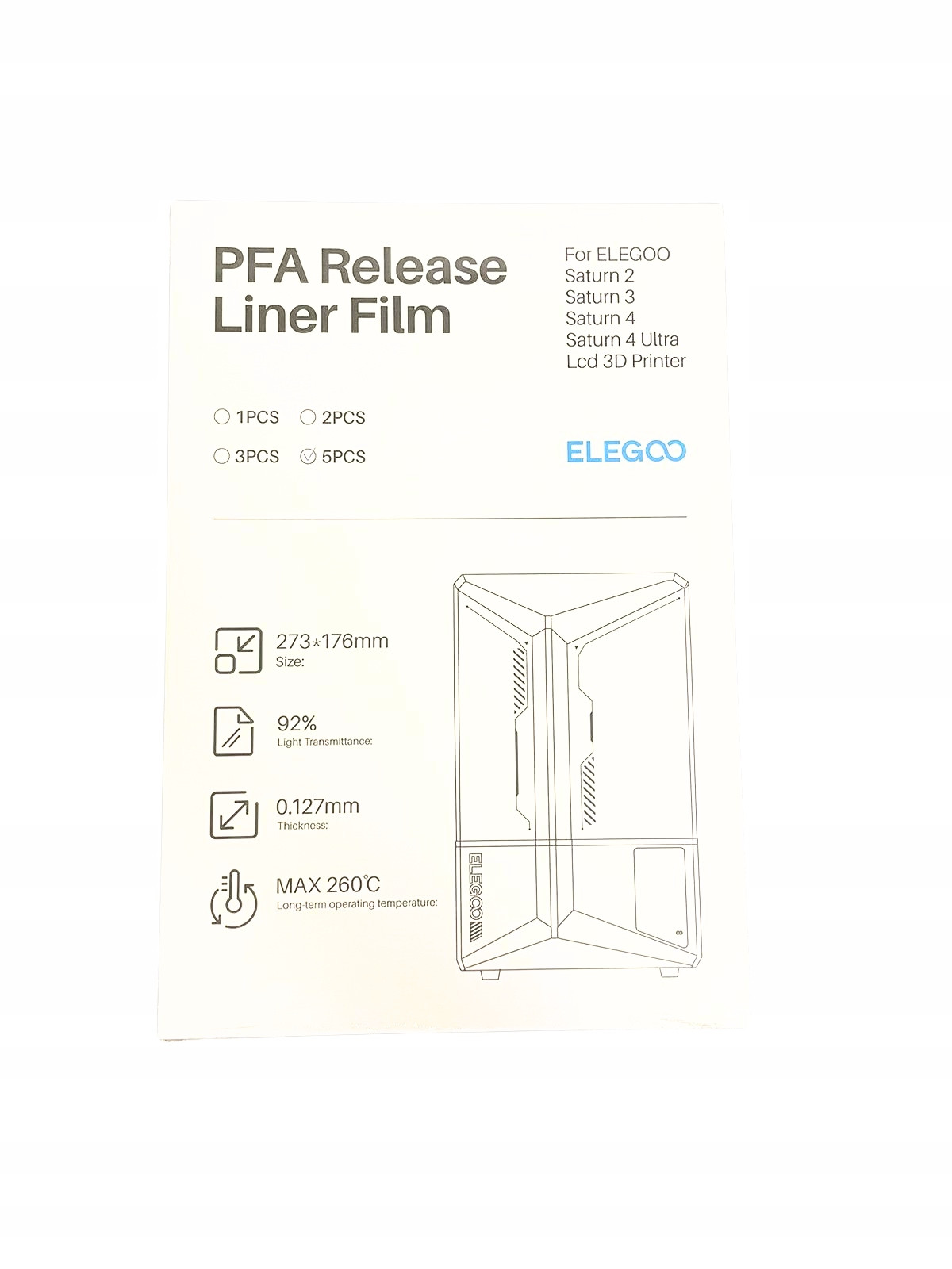 Fólie nFEP (pfa) Elegoo Saturn 4/ 4 Ultra 273x176 5ks