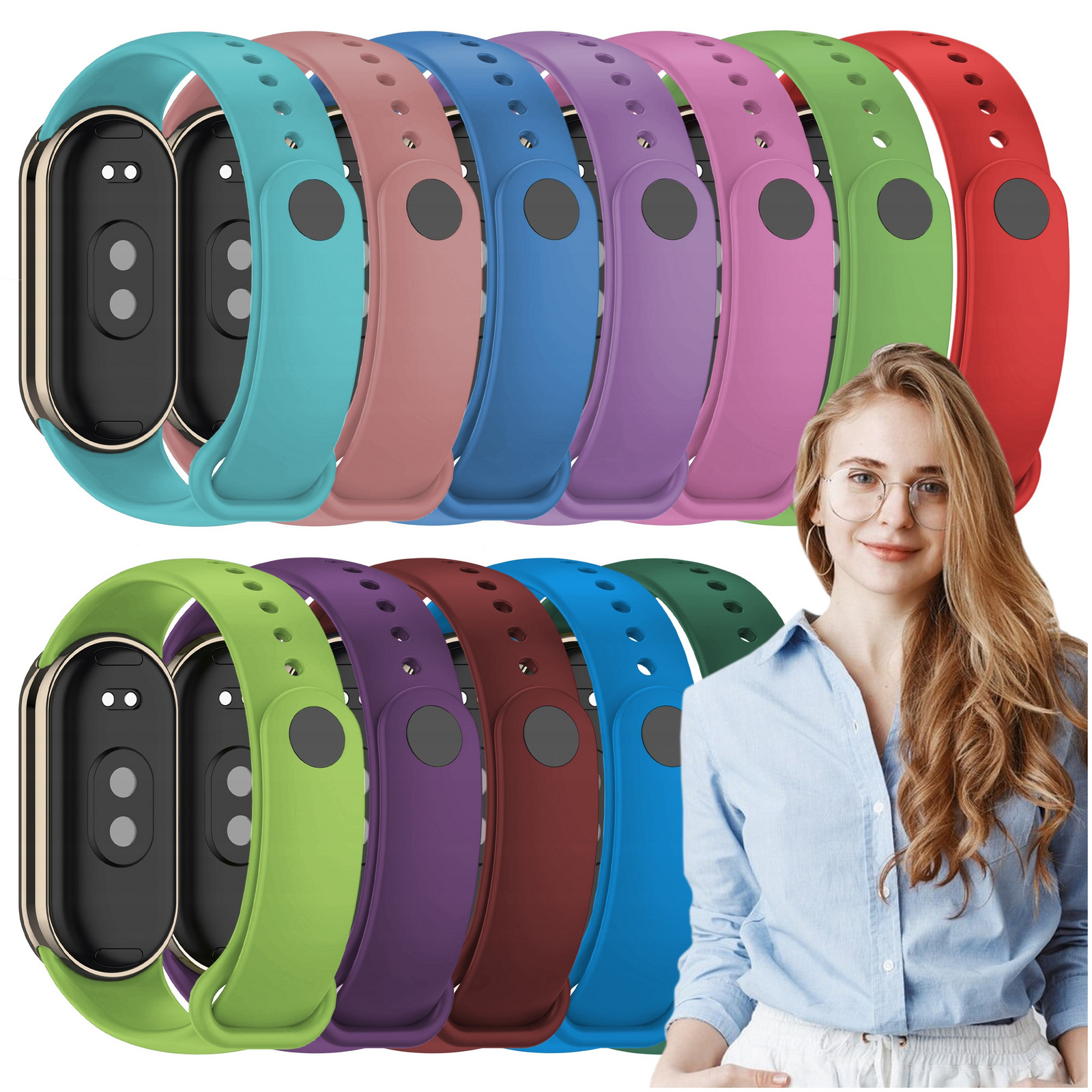 Sada: 12x náramek pro smartband Xiaomi Mi Band 8 a Mi Band 9 řemínek barvy