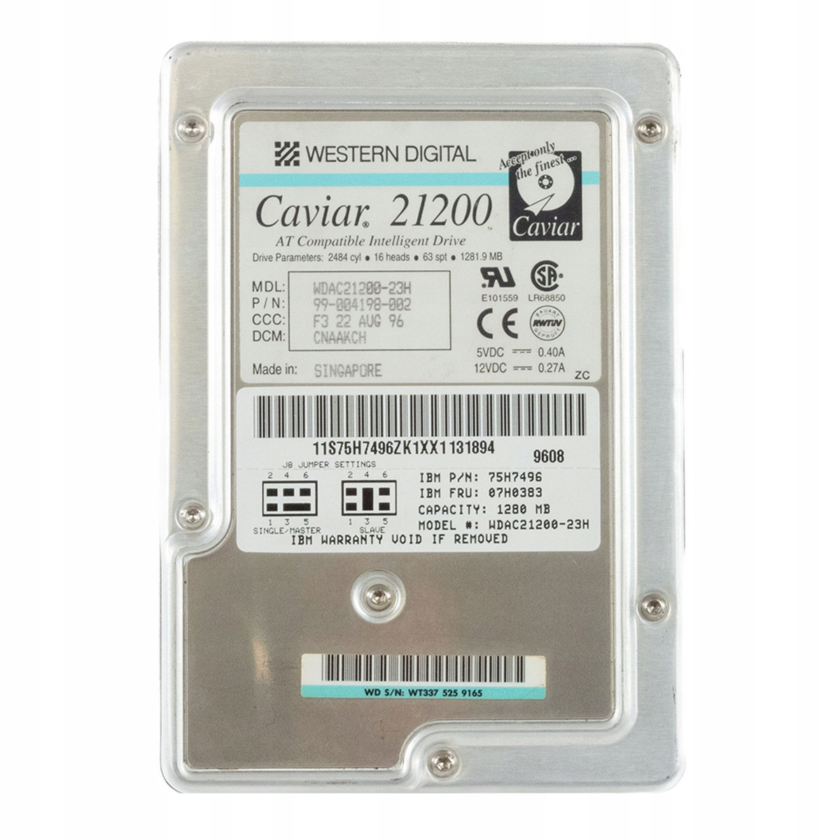 ibm> 07H0383 75H7496 1.2GB 5.2K Ata 3.5'' WDAC21200-23H