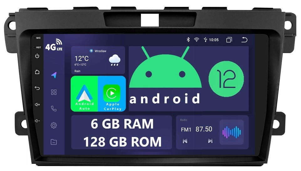 Rádio 2DIN Navigace Android Mazda CX-7 CX7 6/128 Gb Dsp Carplay Lte