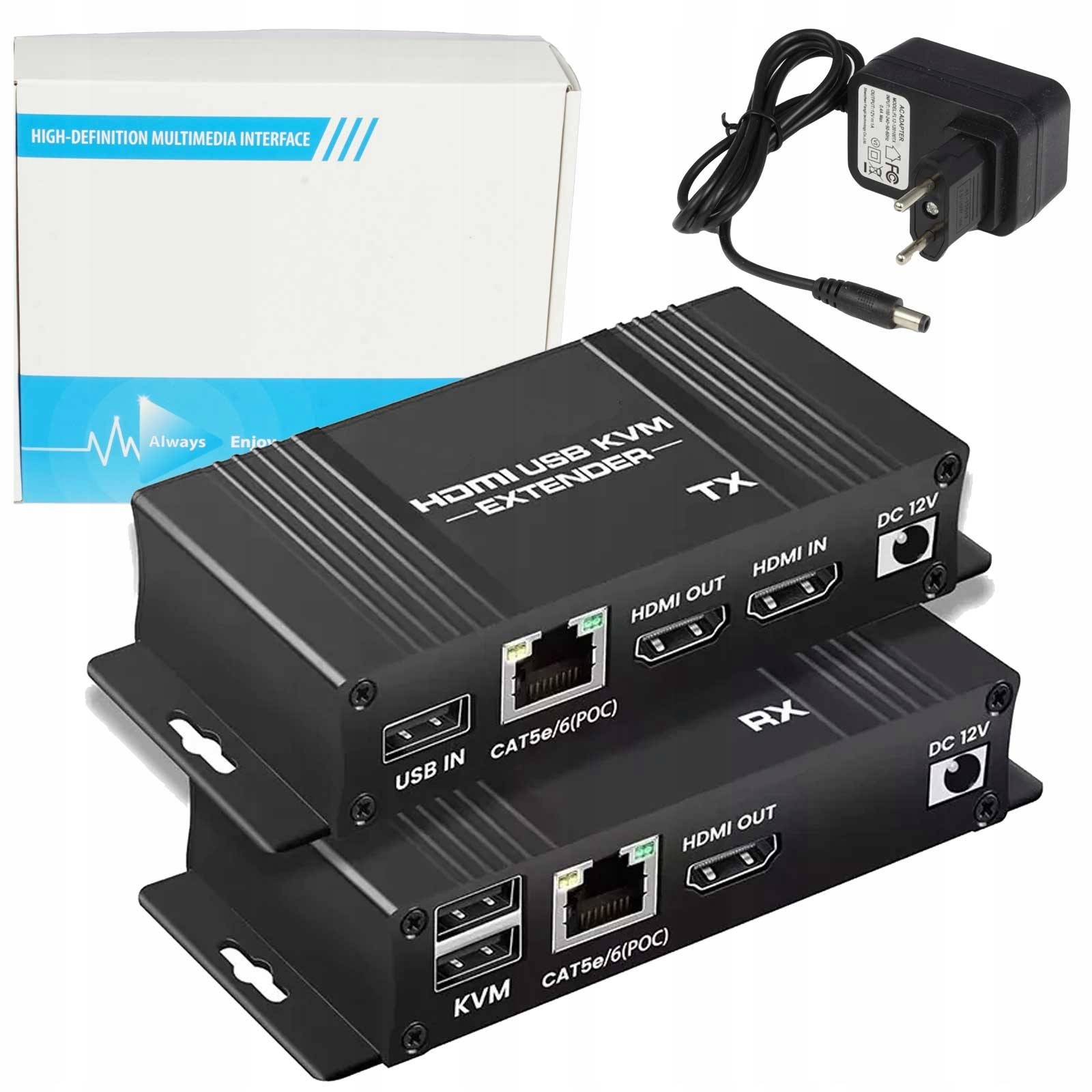 Zesilovač signálu Hdmi převodník extender Usb Kvm na Lan RJ-45 60m 1080p