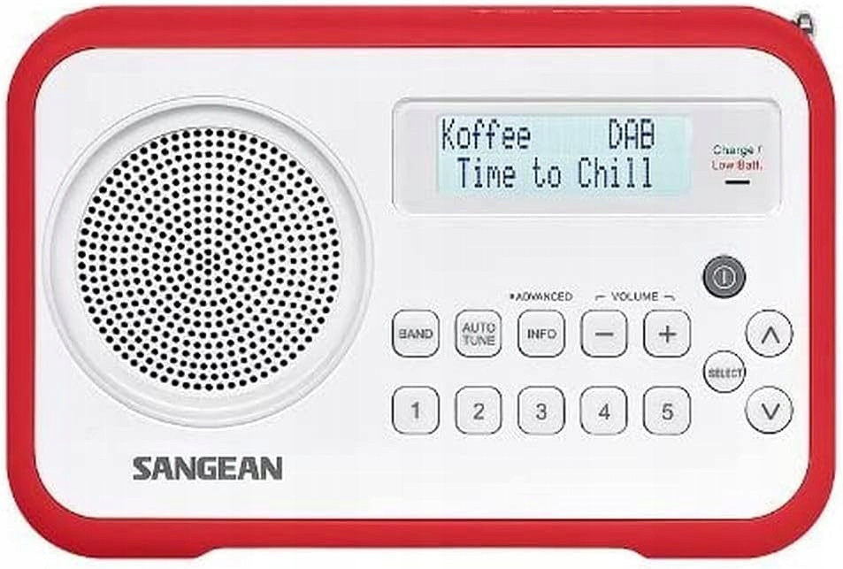 Sangean Dpr 67 Dab+ Ukw přenosné rádio, digitální rádio bílá/červená