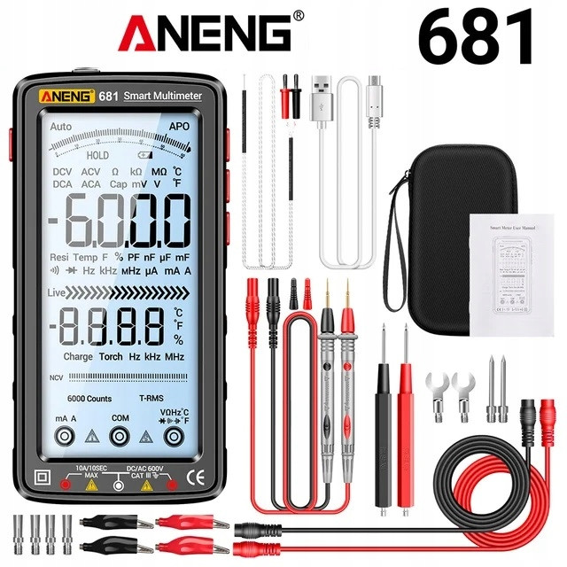 Digitální multimetr Aneng 681 Pro s LCD a dobíjecí baterií