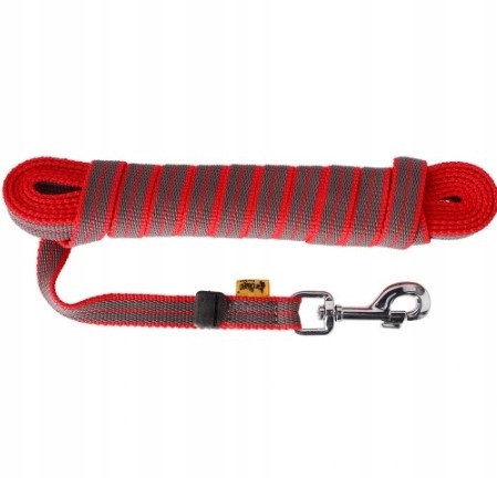 Dingo Vodítko pogumované jednoduché 2,0 X 10 m s bez rukojeti červené