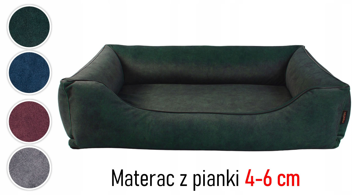 Velurový pelíšek pelíšek pro psa 65x50 pěna 4cm rozebíratelná zeleň/černá