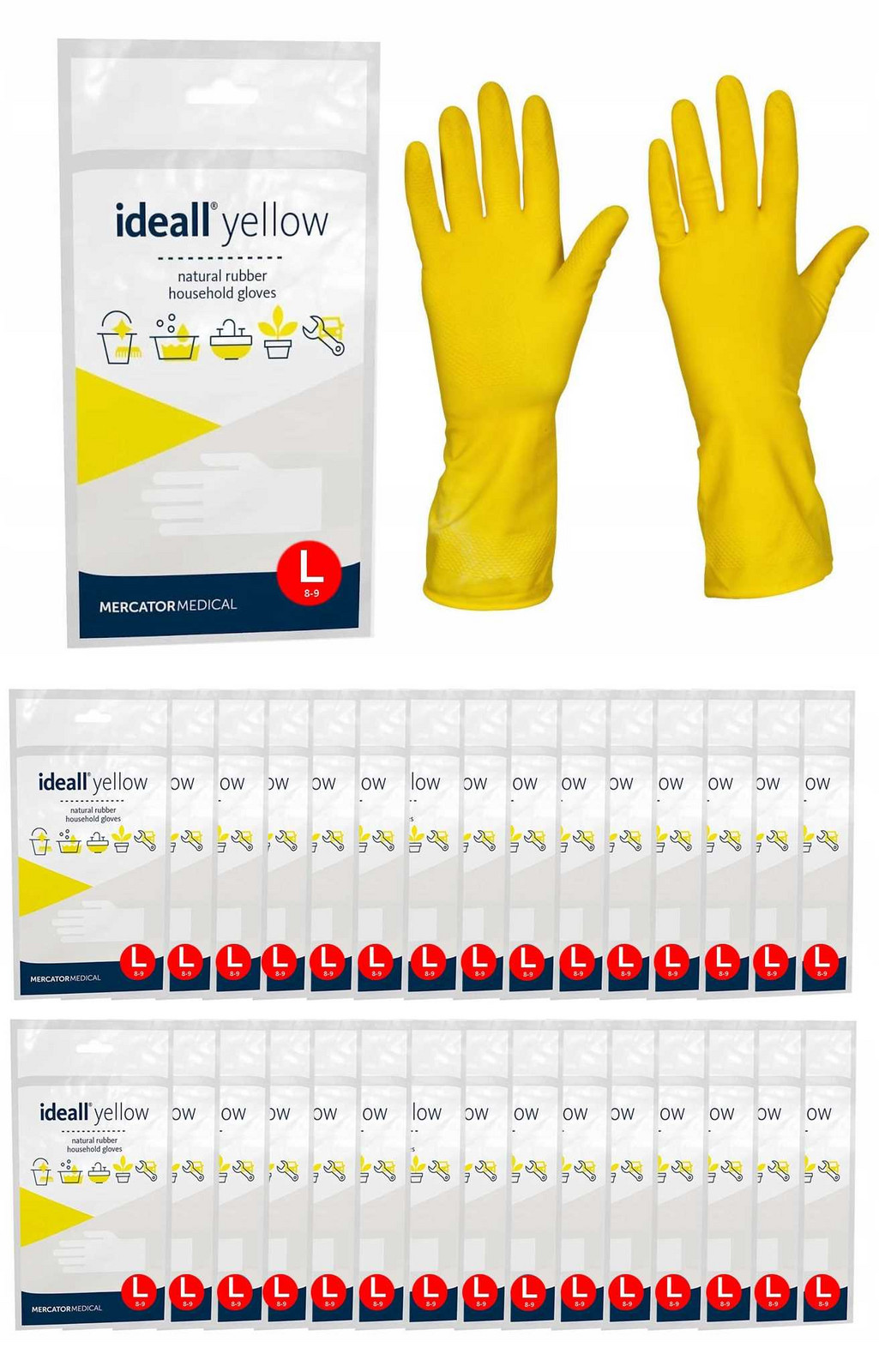 Ekonomické rukavice Latexové Žluté Velikost: 9 L Ideall Yellow 1