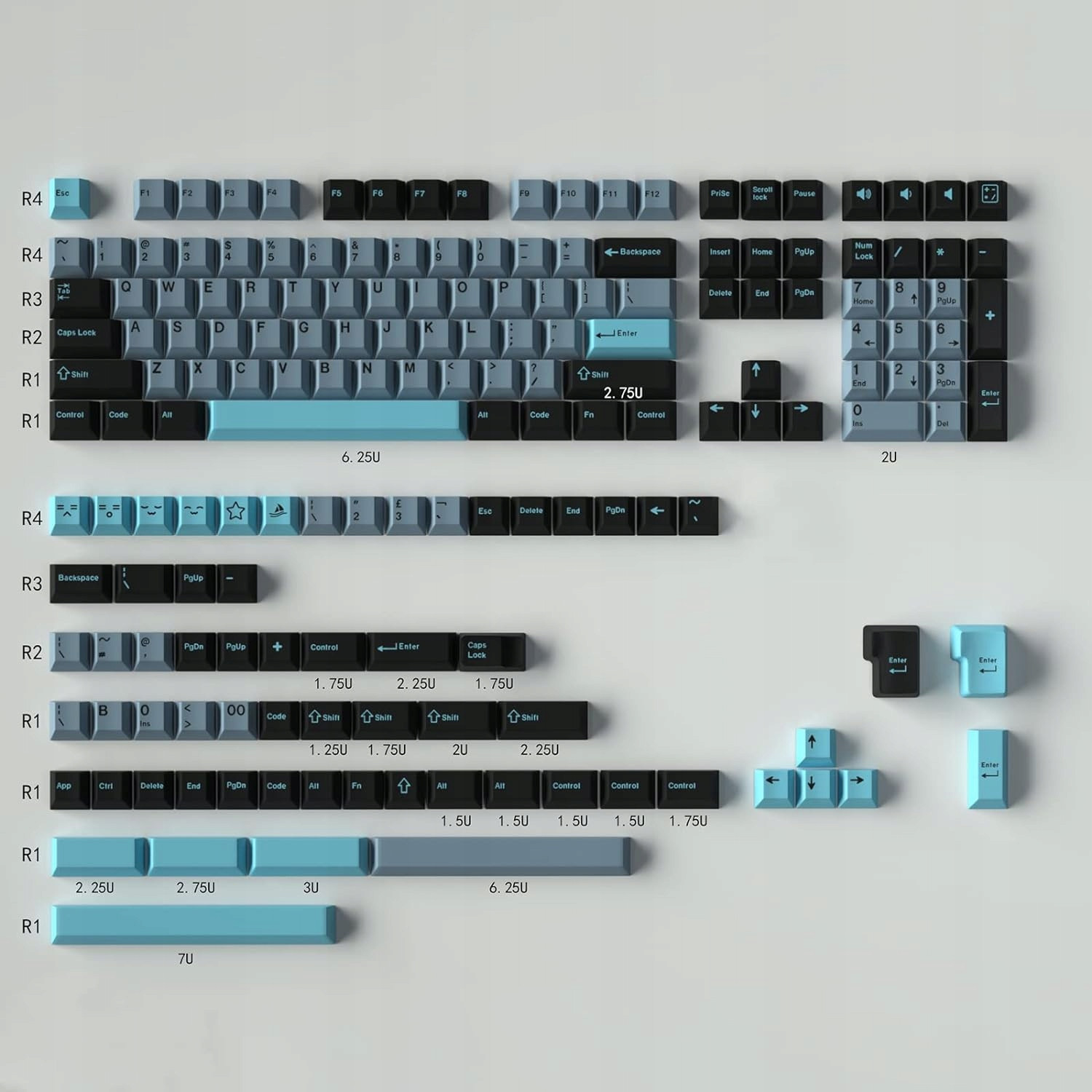 Klávesy pro Mechanickou klávesnici Pbt Profile Cherry 169ks Ds Light Hs