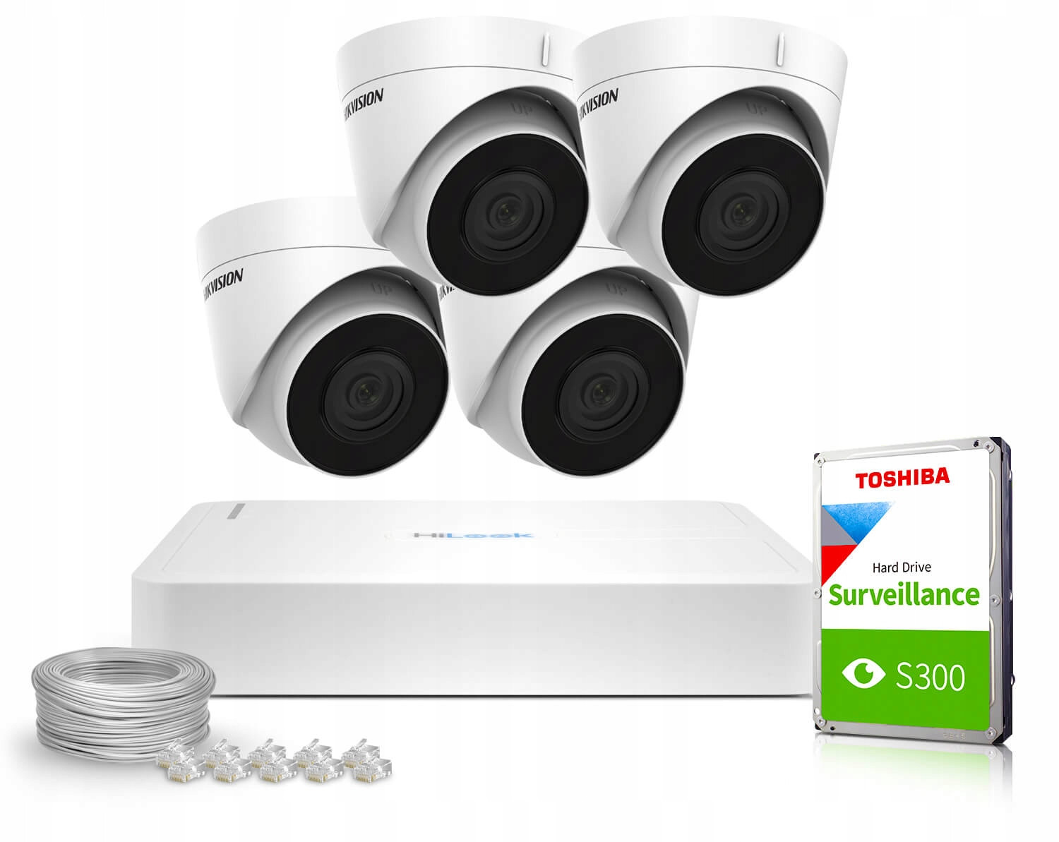 Monitorovací sada Hilook NVR-4CH-H/4P, 4x DS-2CD1341G0-I/PL 2.8MM Hikvision