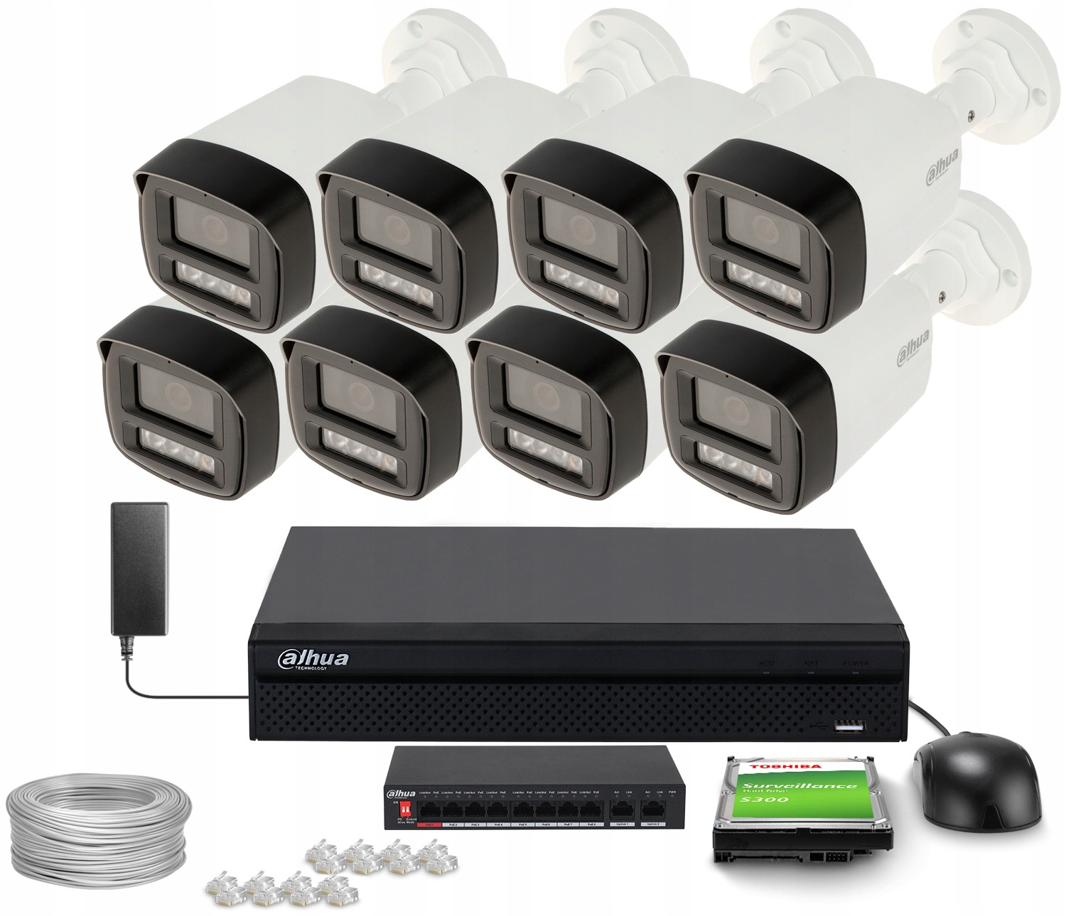 Monitorovací sada 8x IPC-HFW1439TL1-A-IL-0280B, 1x NVR4108HS-4KS3 Dahua