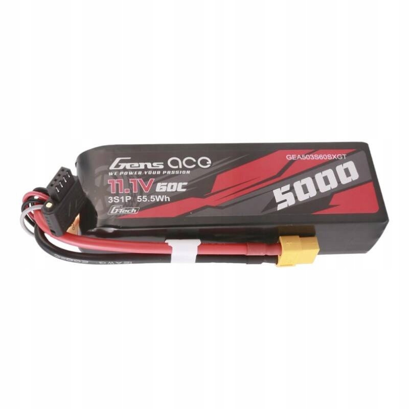 Gens Ace Výkonná Akumulátor Baterie 5000MAH 11.1V 60C 3S1P Konektor XT60