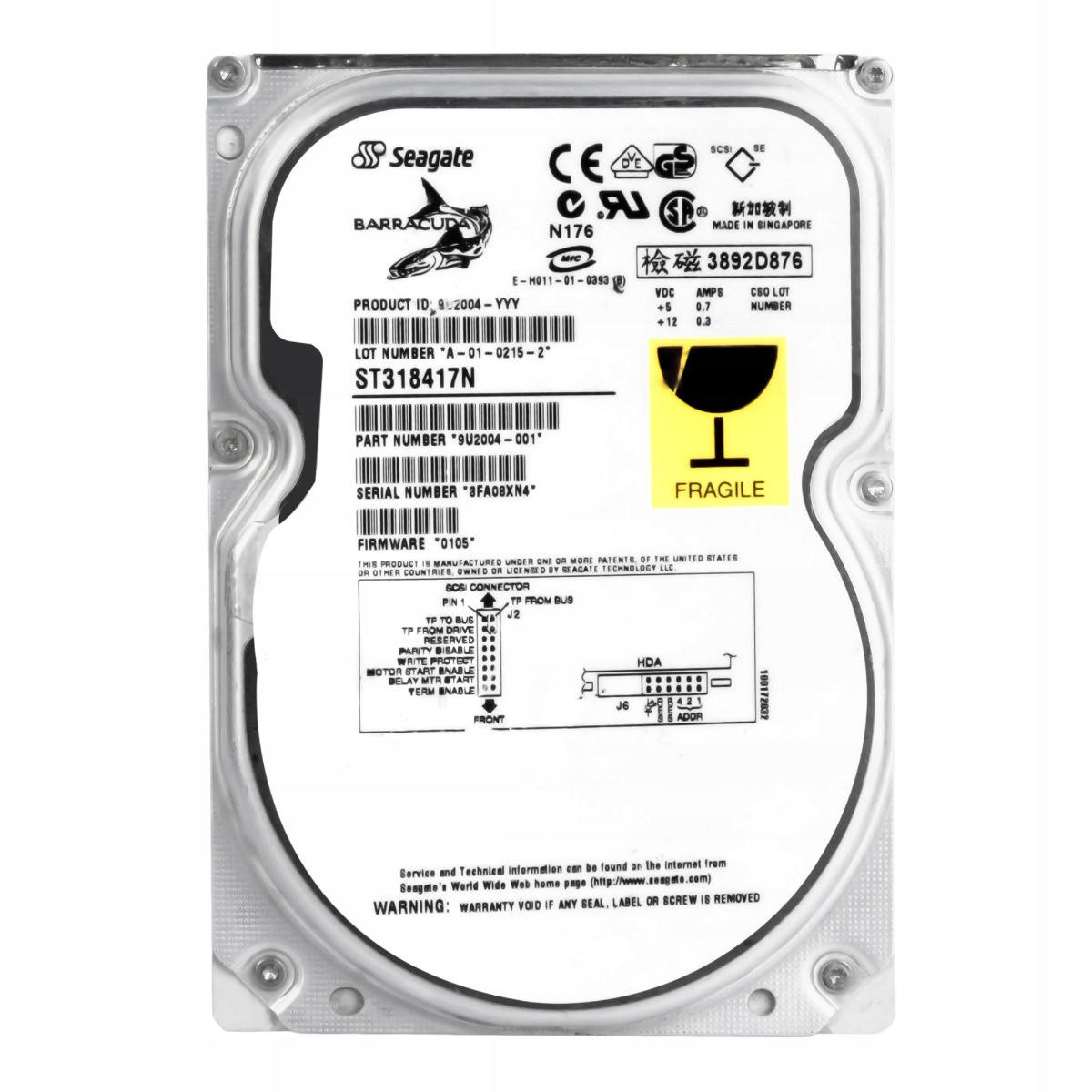 Seagate Barracuda 18GB 7.2K ULTRA2 Scsi 3.5'' ST318417N
