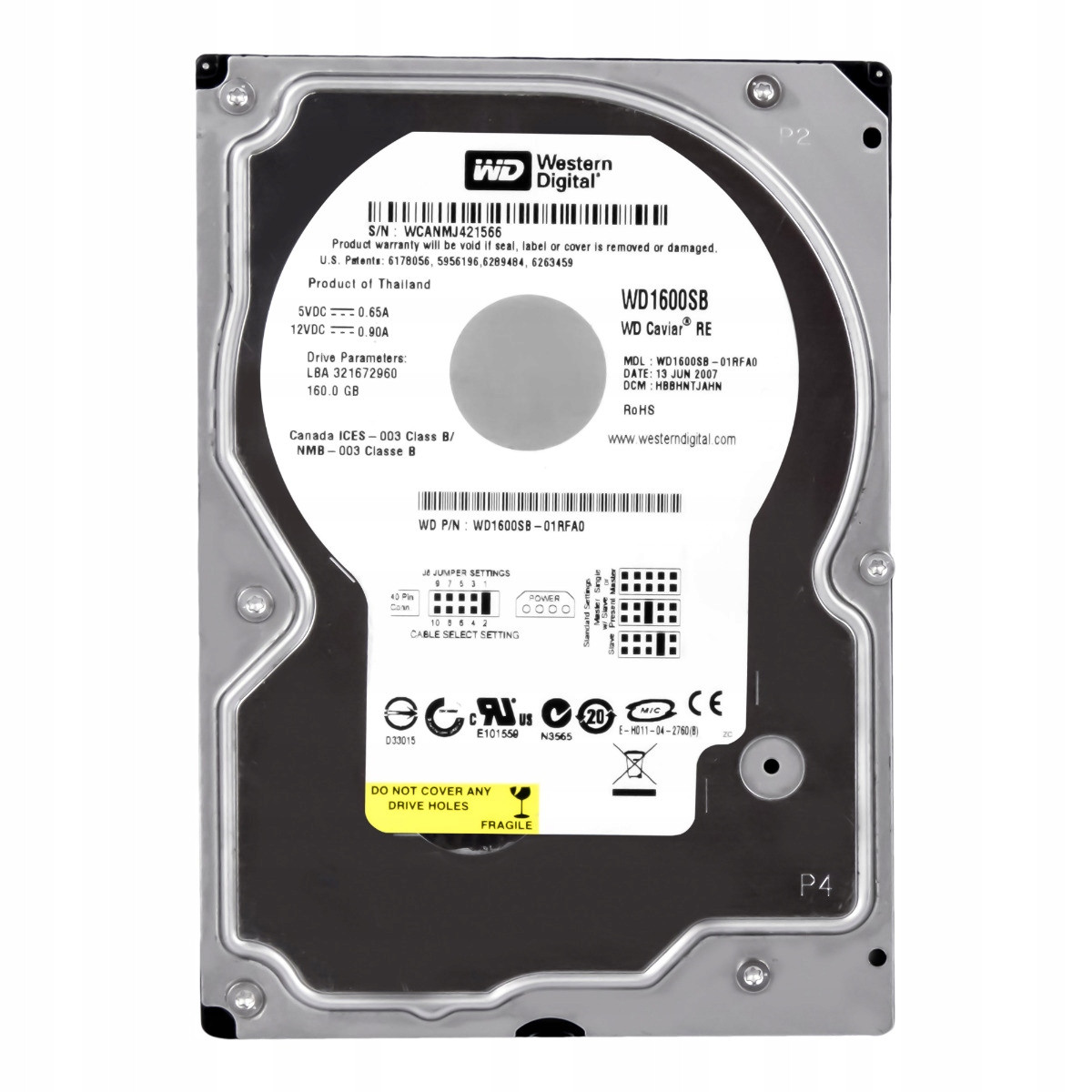 Wd Caviar Re 160GB 7,2K 8MB Ata 3,5'' WD1600SB