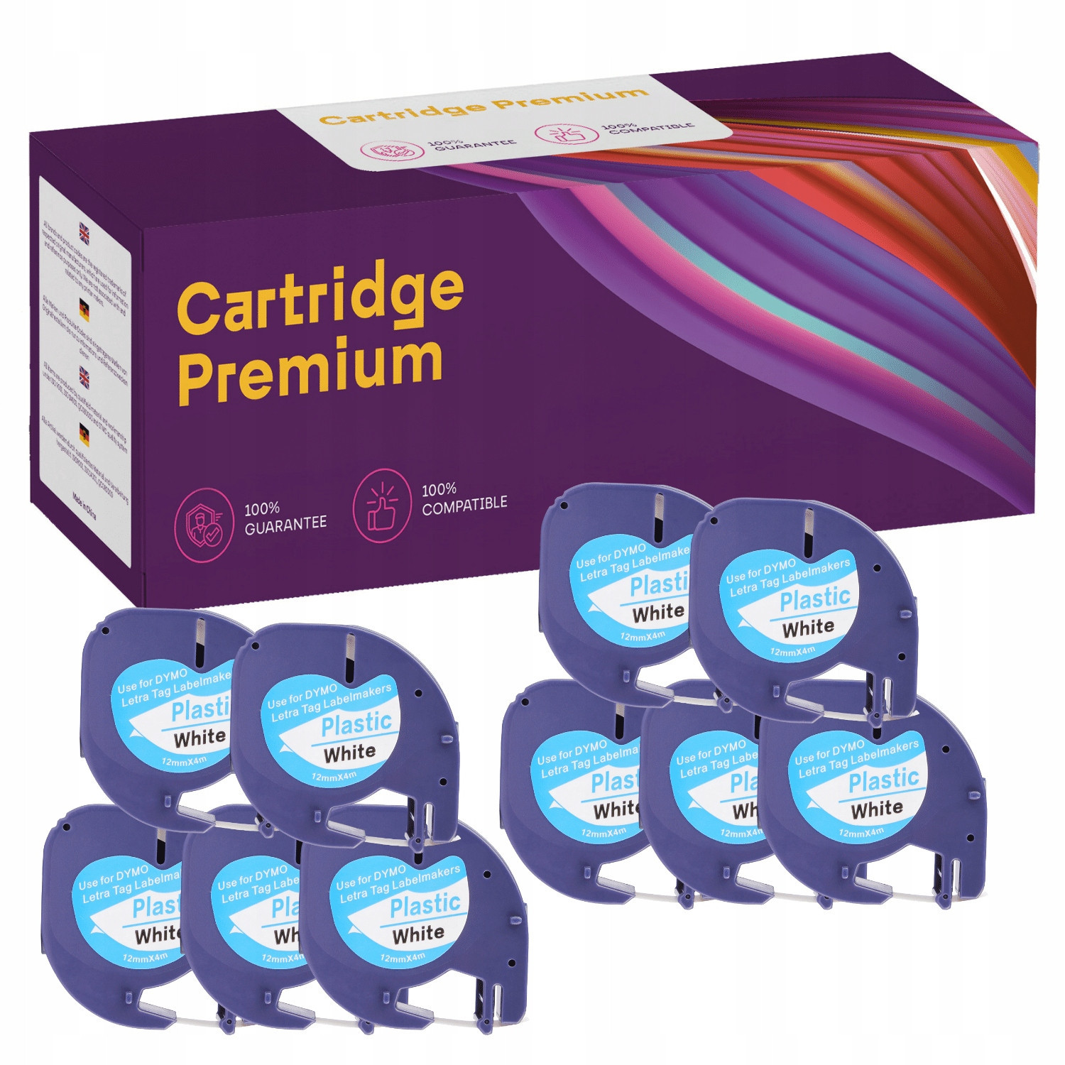 10x Páska pro Dymo LetraTag 12mmx4m bílá 59422