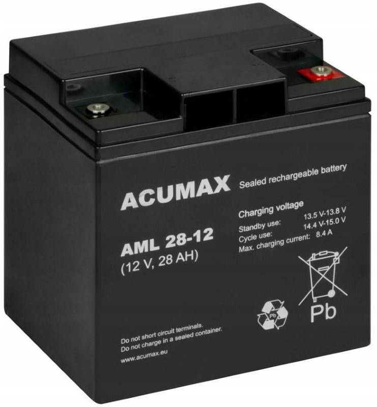 Akumulátor baterie Agm Acumax Aml 12V 28Ah Požární Ústředna P.poż Alarmová