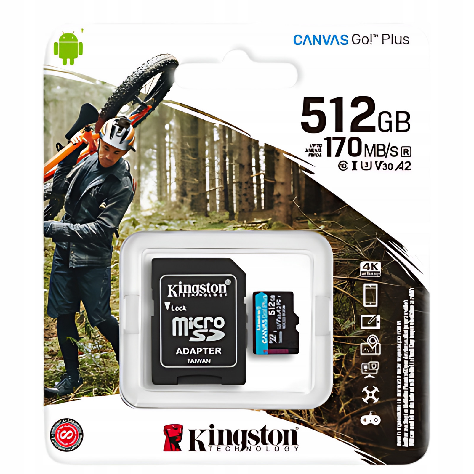 Paměťová karta micro Sd Sdxc 512GB Kingston Go! Plus 170MB/S Pro Dron Kamery