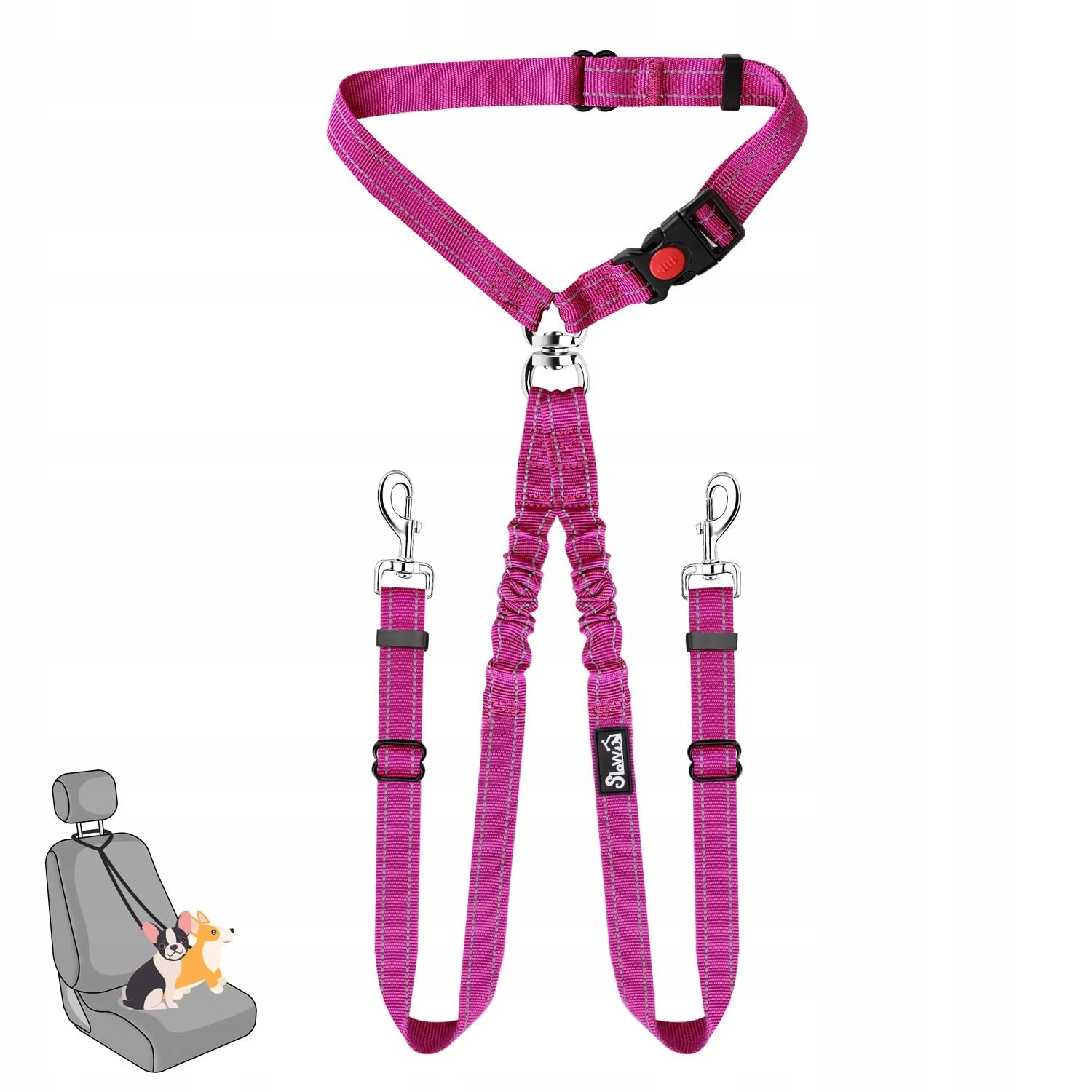 Slowton Dvojitý bezpečnostní pás pro psy do auta