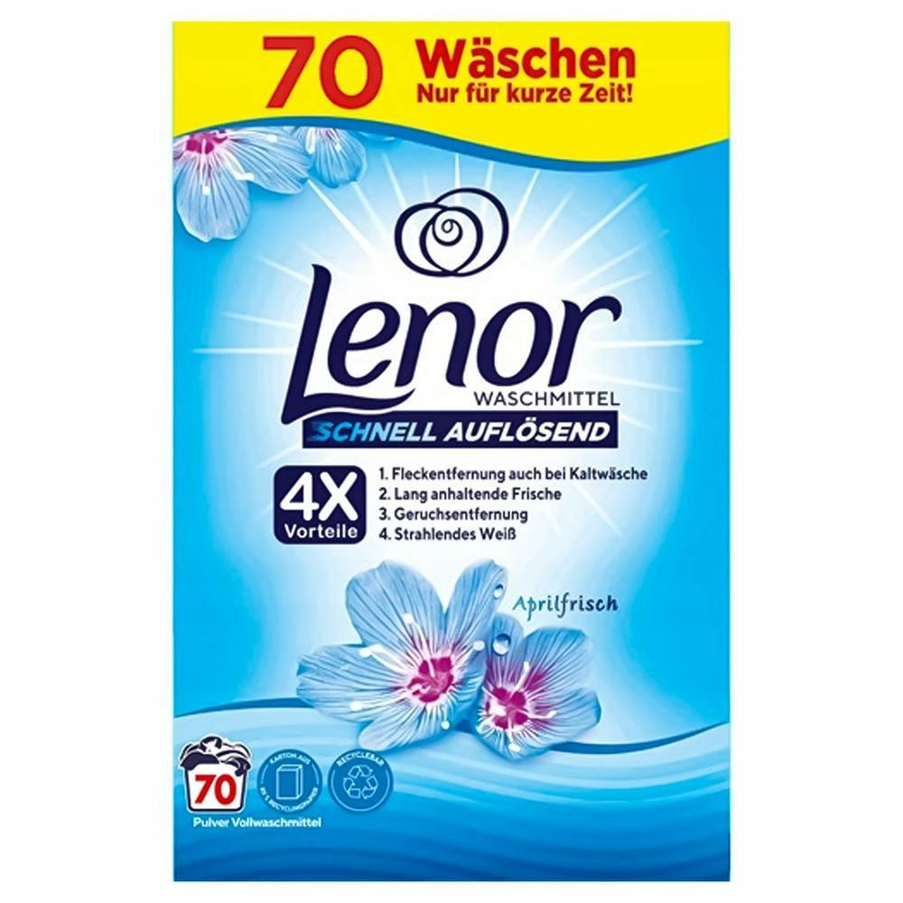 Lenor Aprilfrisch 70 praní 4,2kg německý prášek na bílé prádlo světlý