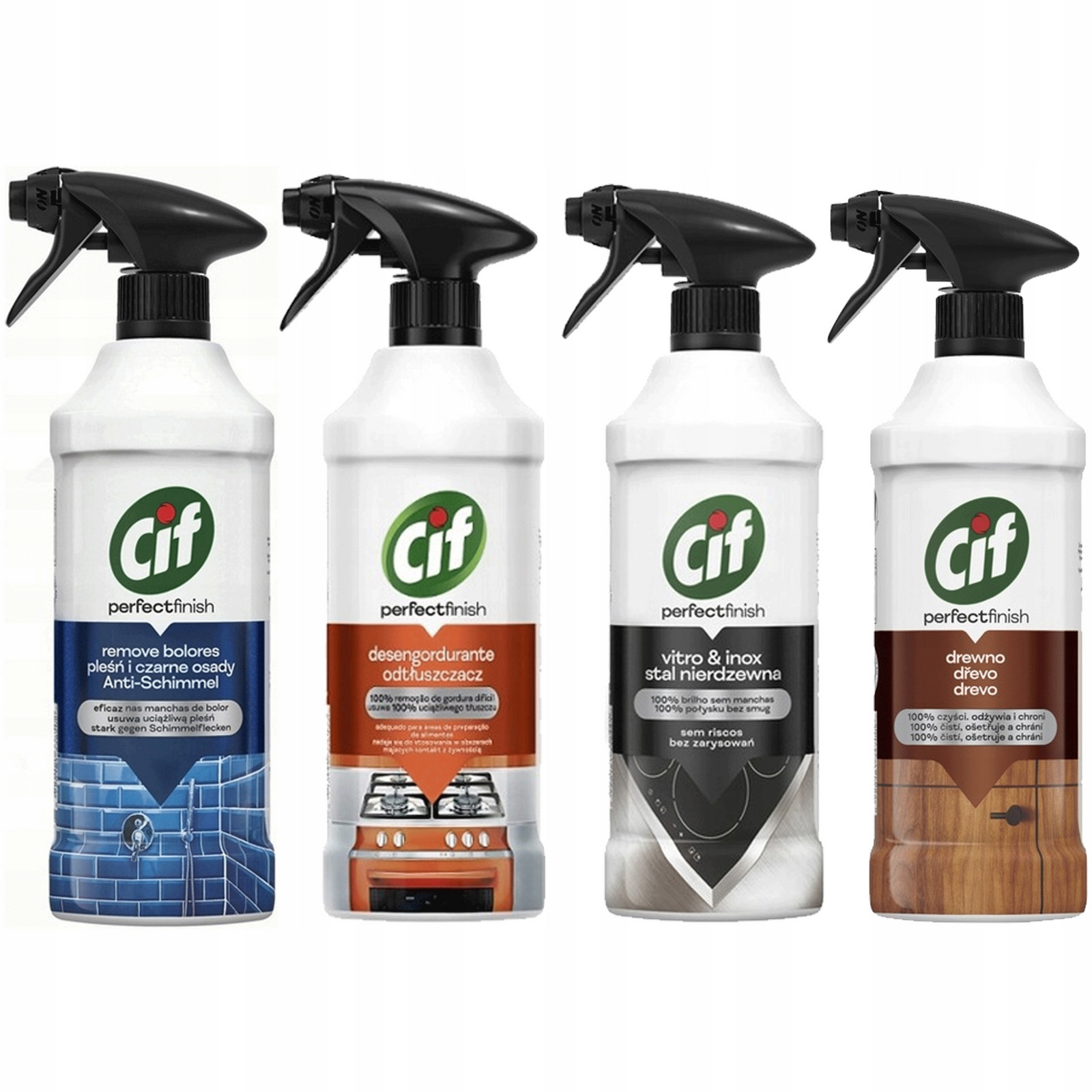 Sada Cif Spray Perfect Finish Plíseň Ocel Gril Dřevo 435ml x4 MIX