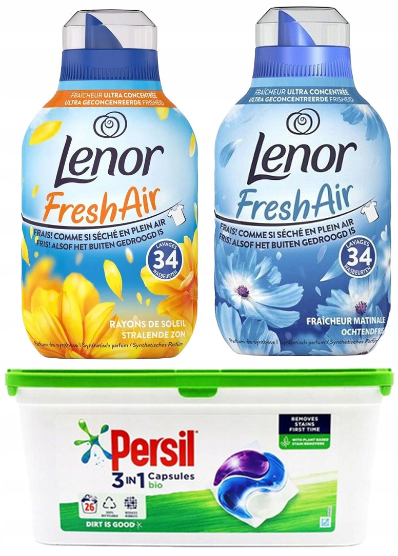 Lenor Aviváž Letní den+Ranní svěžest+ Persil kapsle 26 ks