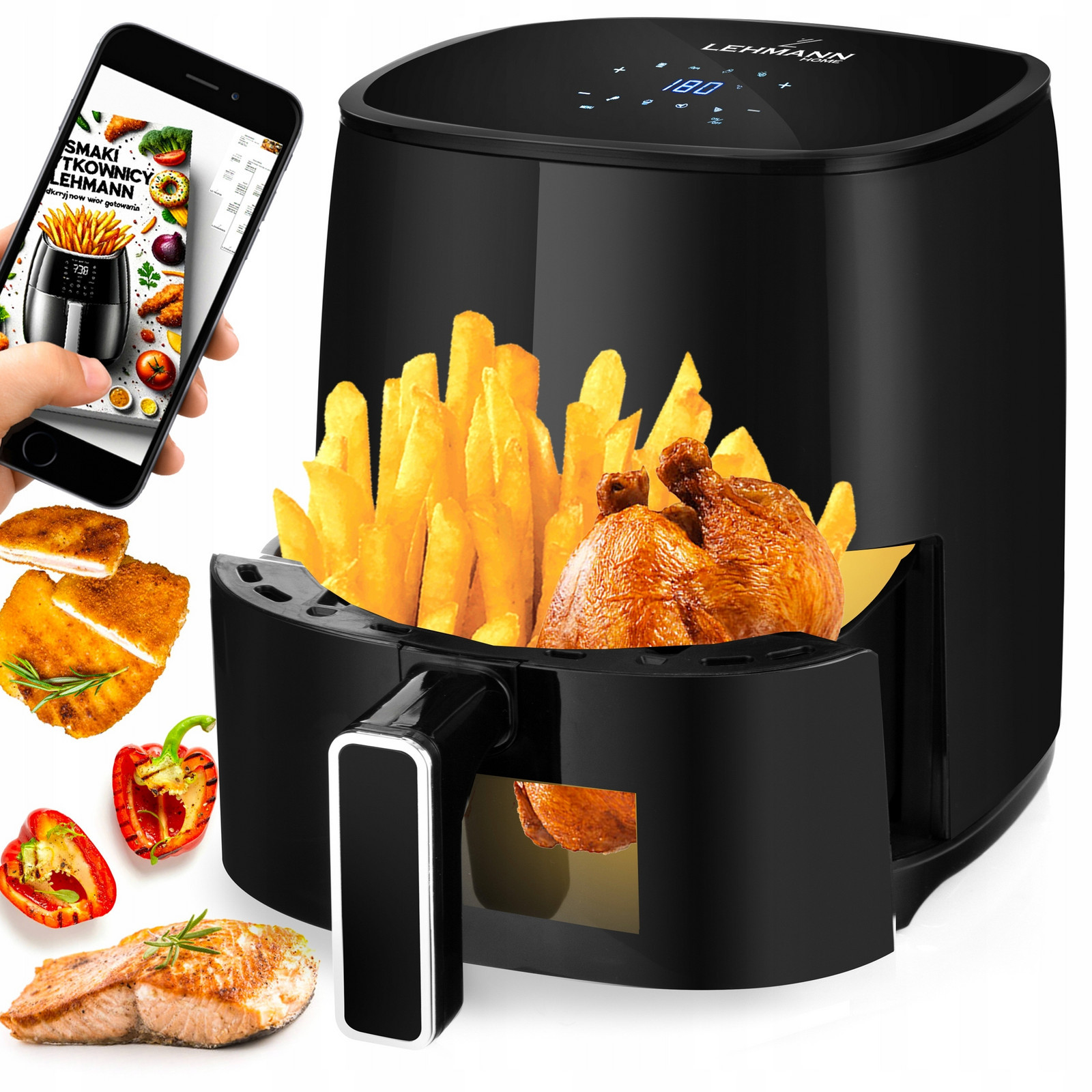 Fritéza Bez Tuku Air Fryer Velká Náplň Multi Programů XL Fritéza