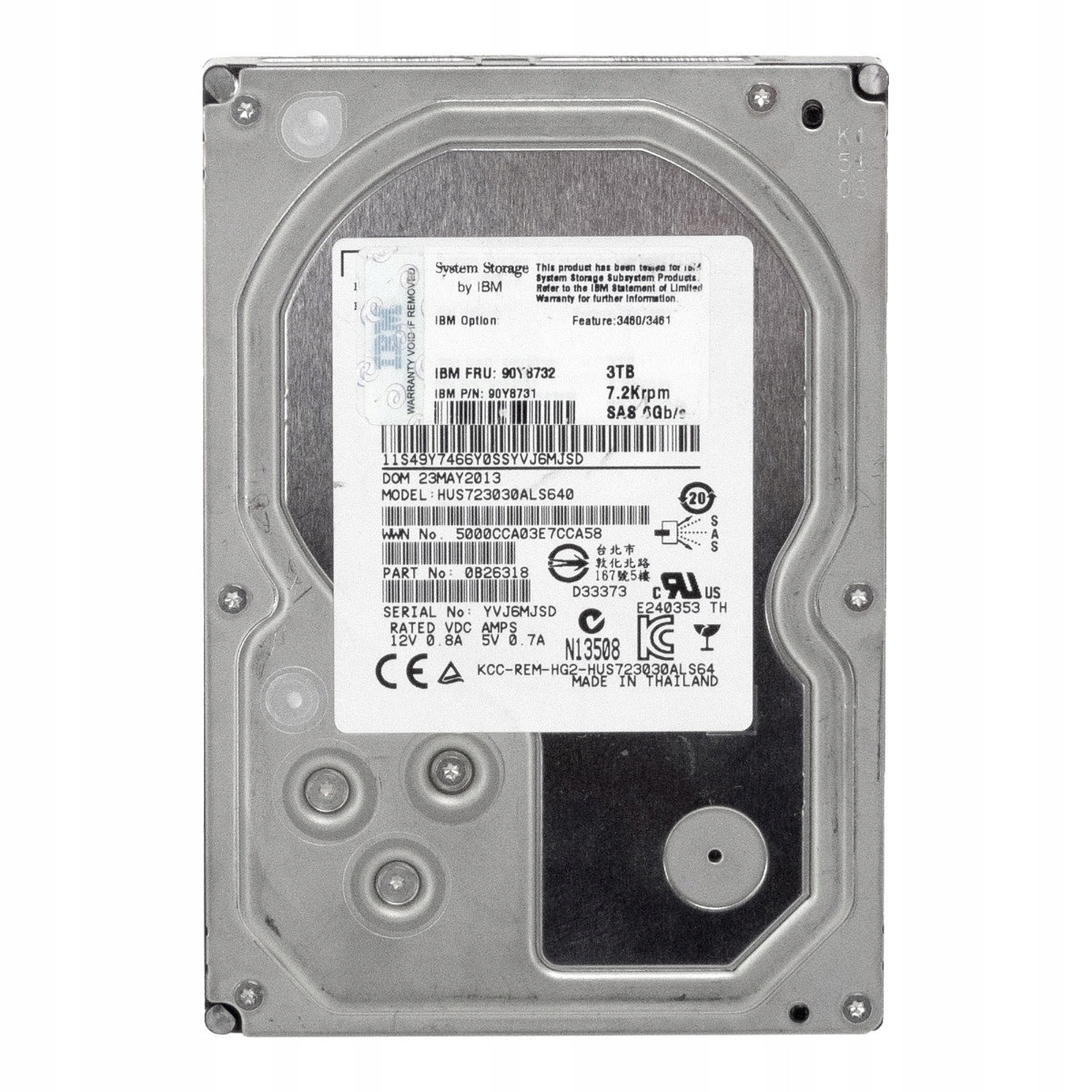 Ibm 90Y8732 90Y8731 3TB 7.2K 64MB SAS-2 3.5'' HUS723030ALS640