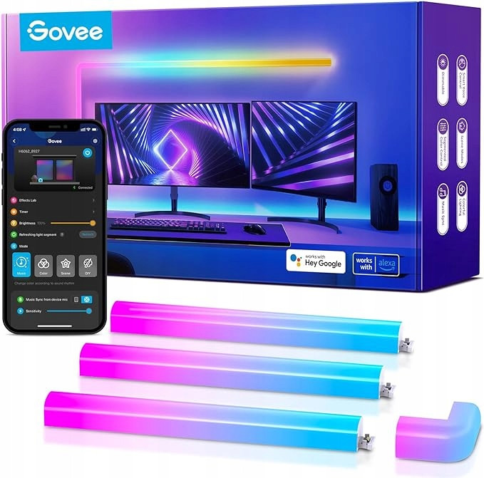 Rgb panel Nástěnné Led svítidlo světelné proužky Glide 6 Ks 1 H6062 Govee