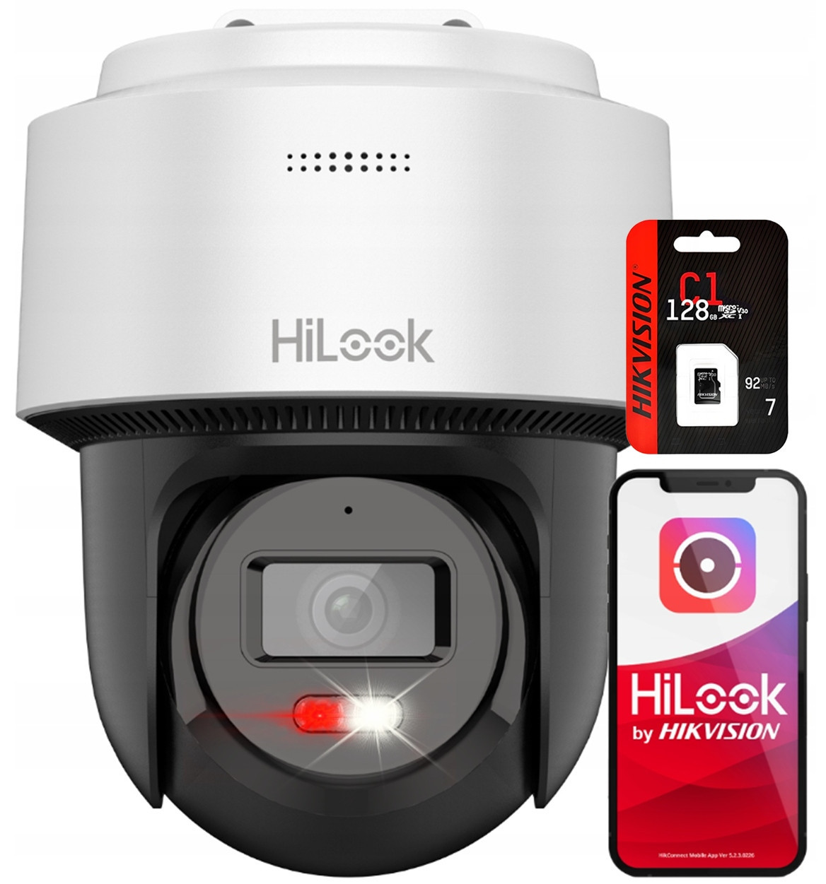 Otočná kamera HiLook Ip 4Mpx Audio Ir+led reproduktor Detekce Ai Sd 128GB