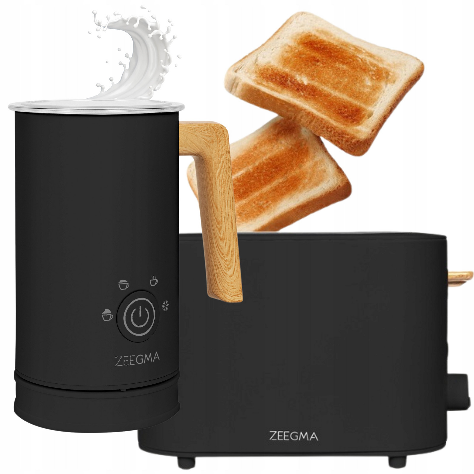 Toustovač Elektrický Sendvičovač 820W Napěňovač Mléka Elektrický Černý