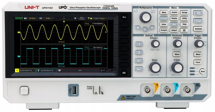 UPO1202 pokročilý dvoukanálový digitální osciloskop 2x200MHz 1GSa/s Uni-T