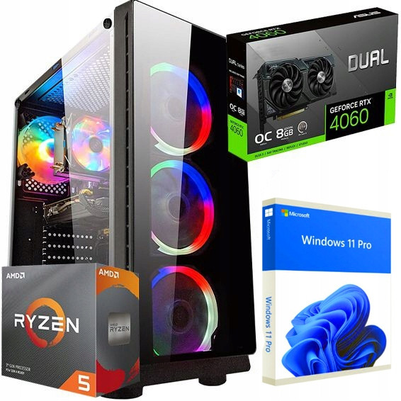 Herní Pc Ryzen 5 3600 32GB Rtx 4060 8GB +Wi-Fi +WIN11