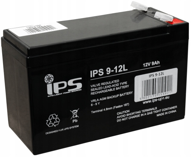 Akumulátor Baterie Agm Vrla Ips IPS9-12L 12V 9AH IPS9 Záložní Zdroj Ups