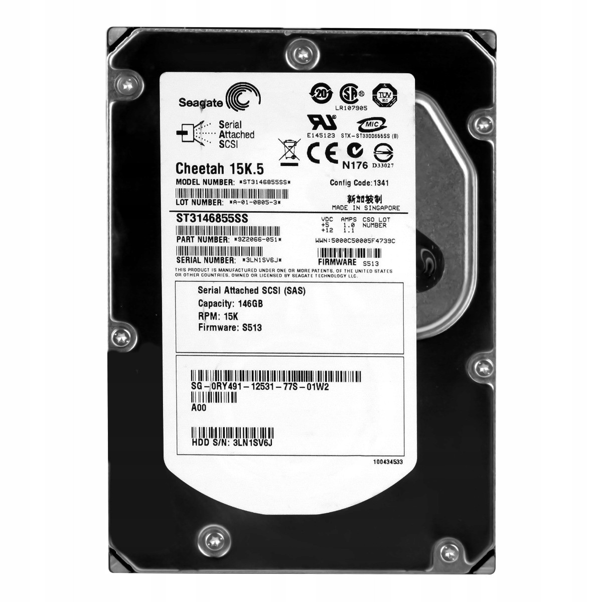 Dell 0JP620 146GB 10K 16MB Sas 3,5'' ST3146755SS