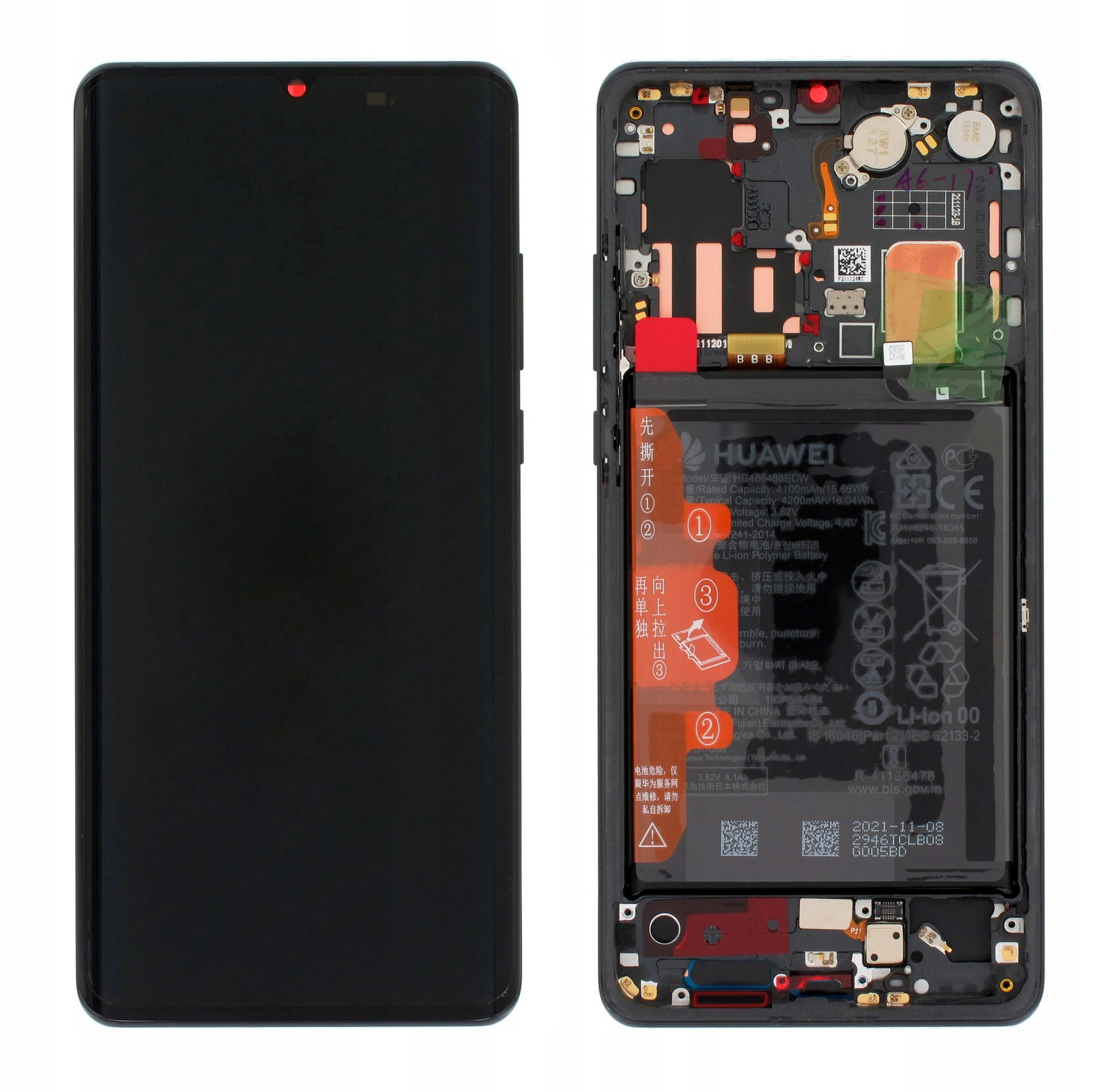 Org LCD displej Huawei P30 Pro Černý (aurora Black) S Rámečkem