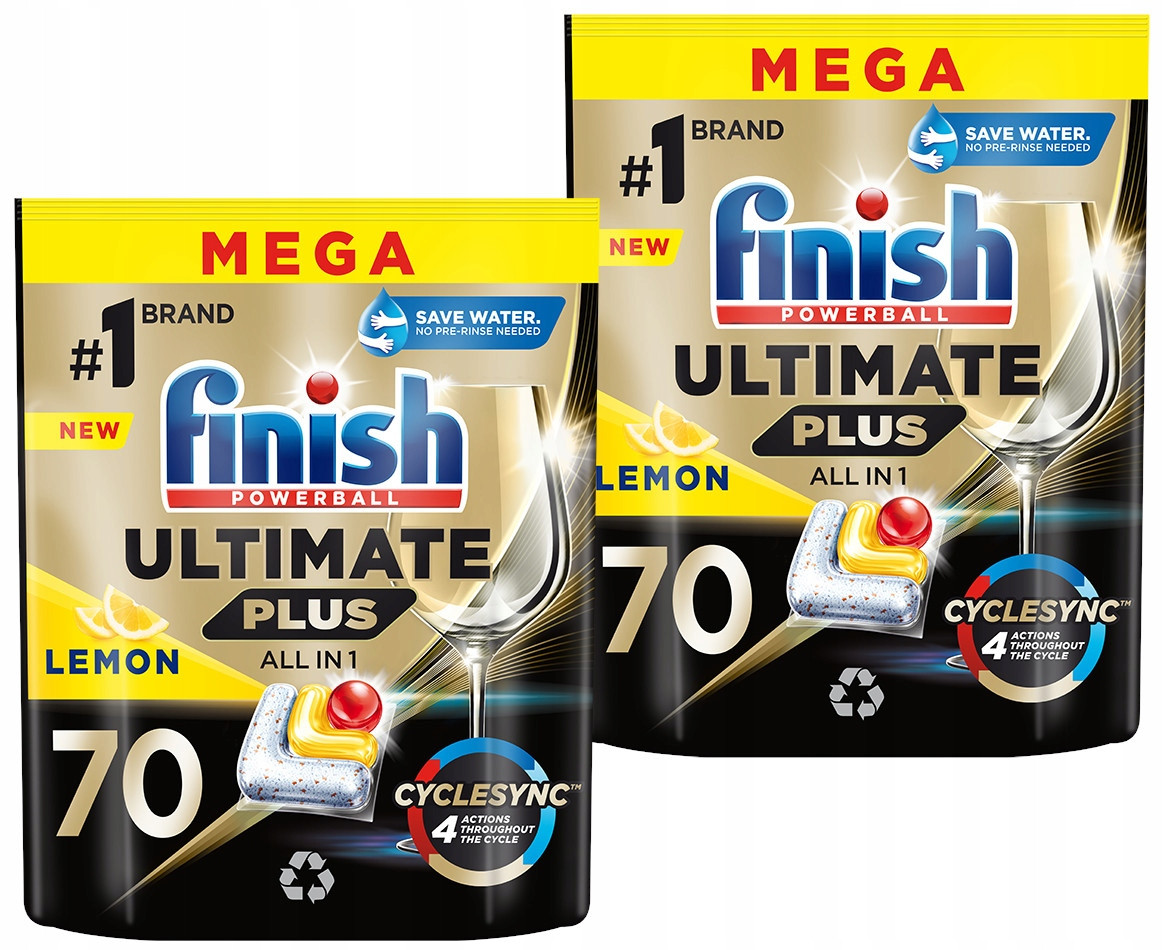 Finish Kapsle do myčky Ultimate Plus tablety lemon 2 x 70 kusů