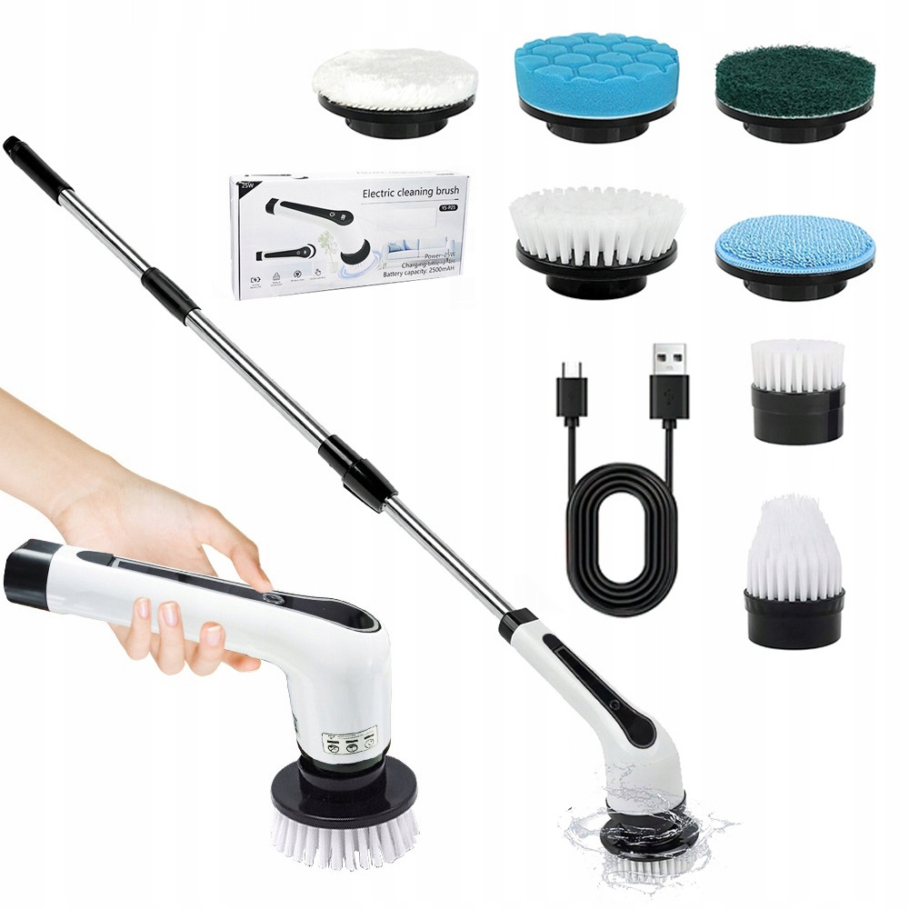 Kartáč Elektrický Bezdrátový Úklidový Na Čištění Sada 7W