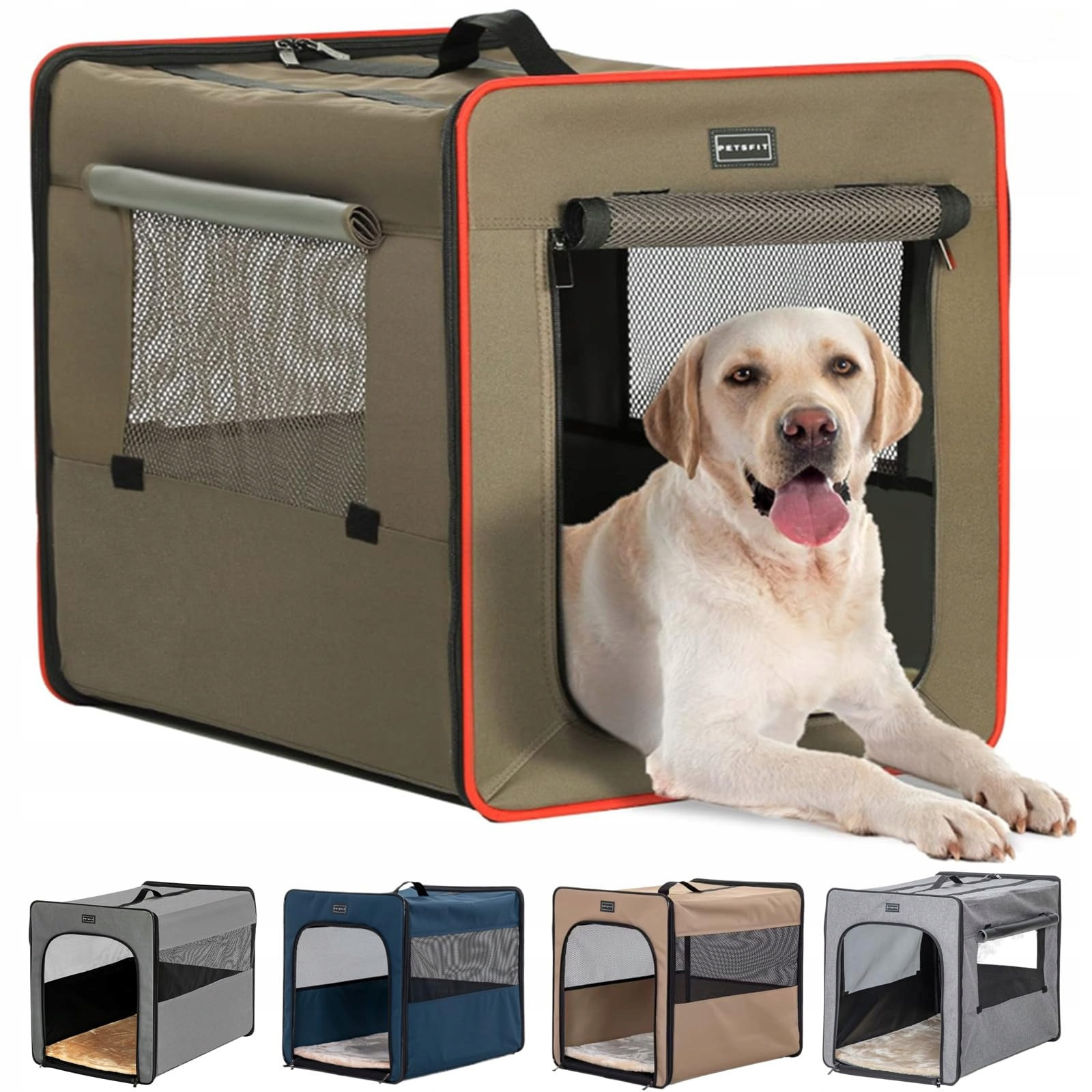 Petsfit Skládací Přepravka pro velké psy s polštářem 79x53.5x66cm