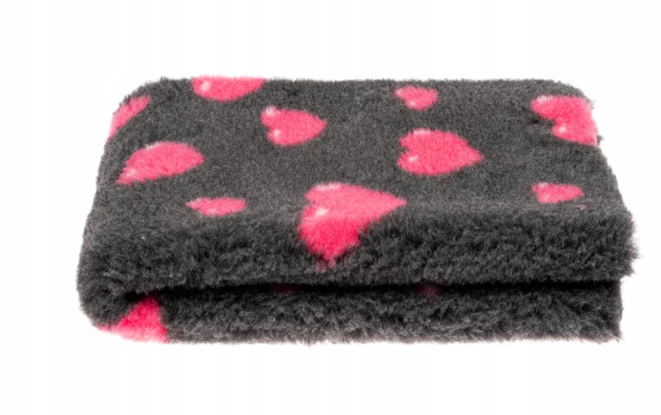 DryBed Blovi VetBed A+ pelíšek grafitový se srdíčka L 150cm x 100cm