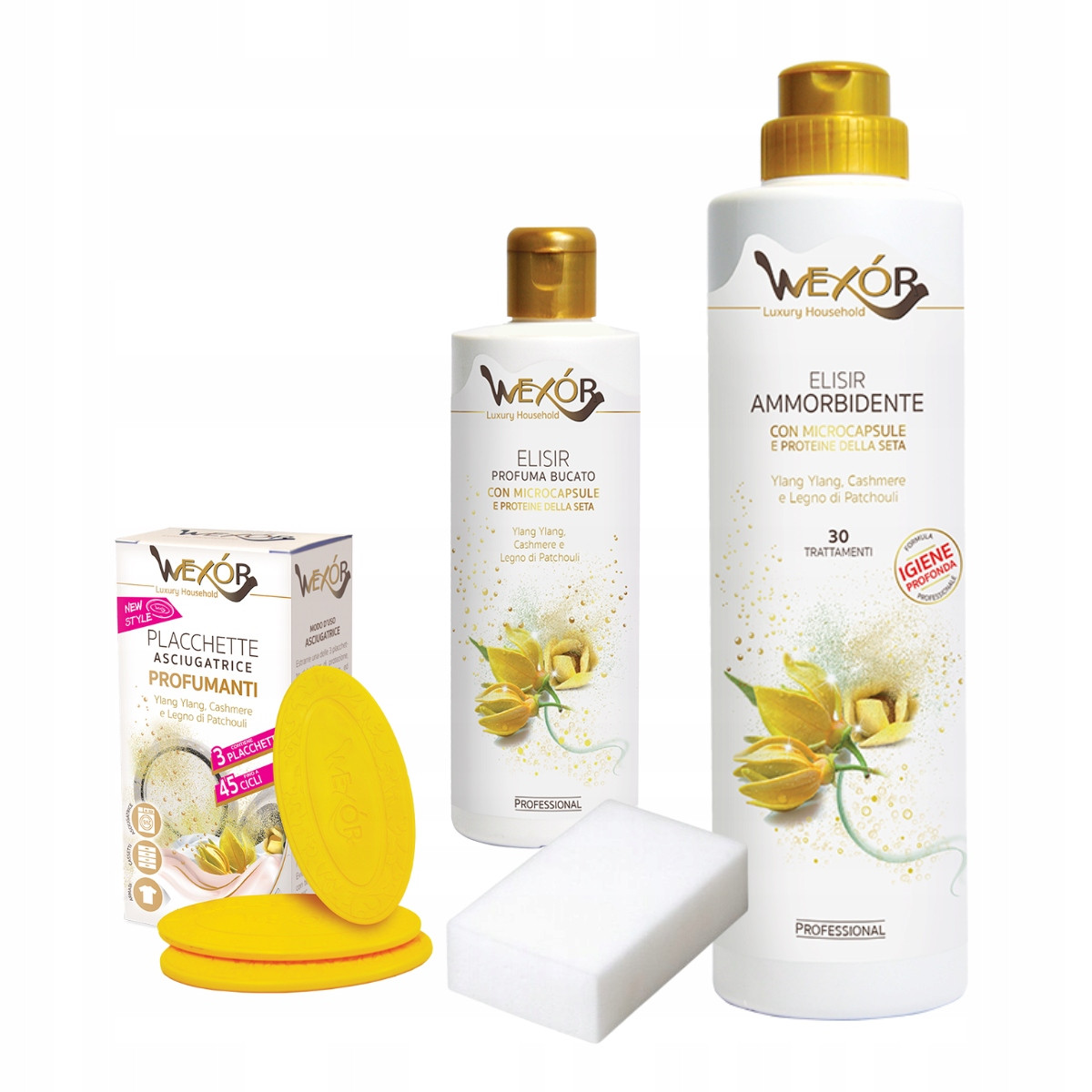 Wexor Kašmír: lístky do sušičky, oplachový koncentrát, parfém houbička